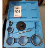 DRILL MASTER CARBIDE-TUNGSTEN HOLE SAW KIT, INCOMPLETE, W/ CASE