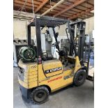 CATERPILLAR LPG FORKLIFT, MODEL GP15, 3,000 LB CAPACITY, 2-STAGE MAST, SIDE SHIFT, 42" FORKS,