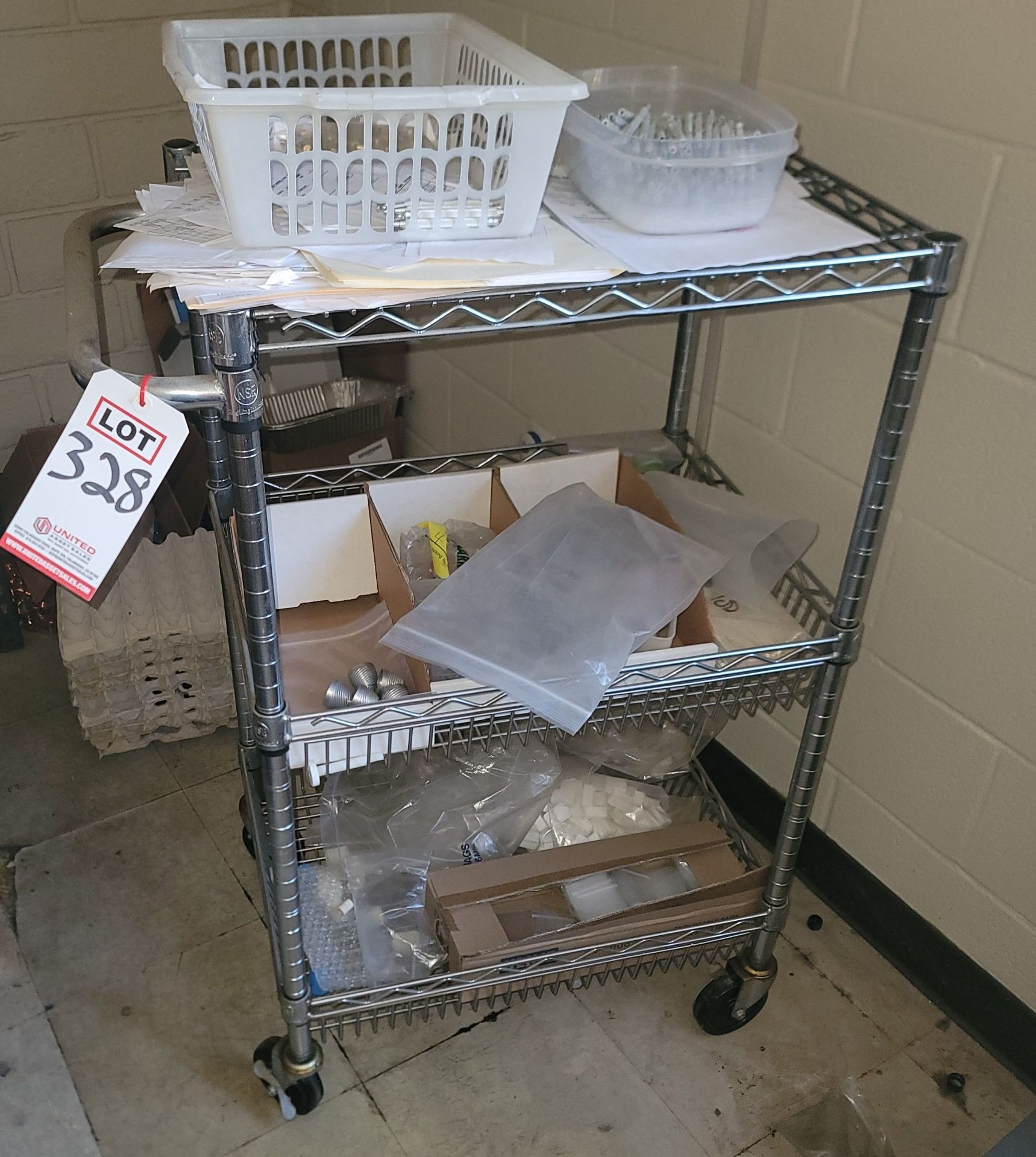 WIRE SHOP CART, 2' X 18" X 40" HT, CONTENTS NOT INCLUDED