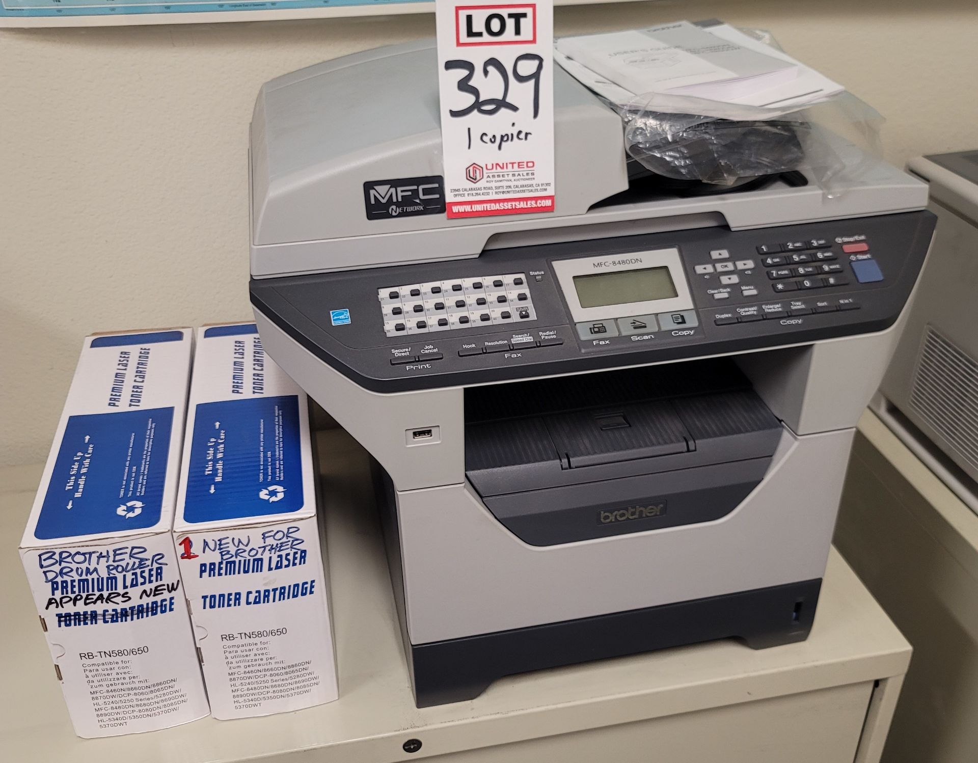 LOT - BROTHER MFC-8480DN LASER ALL-IN-ONE PRINT/COPY/SCAN/FAX, W/ DRUM & TONER