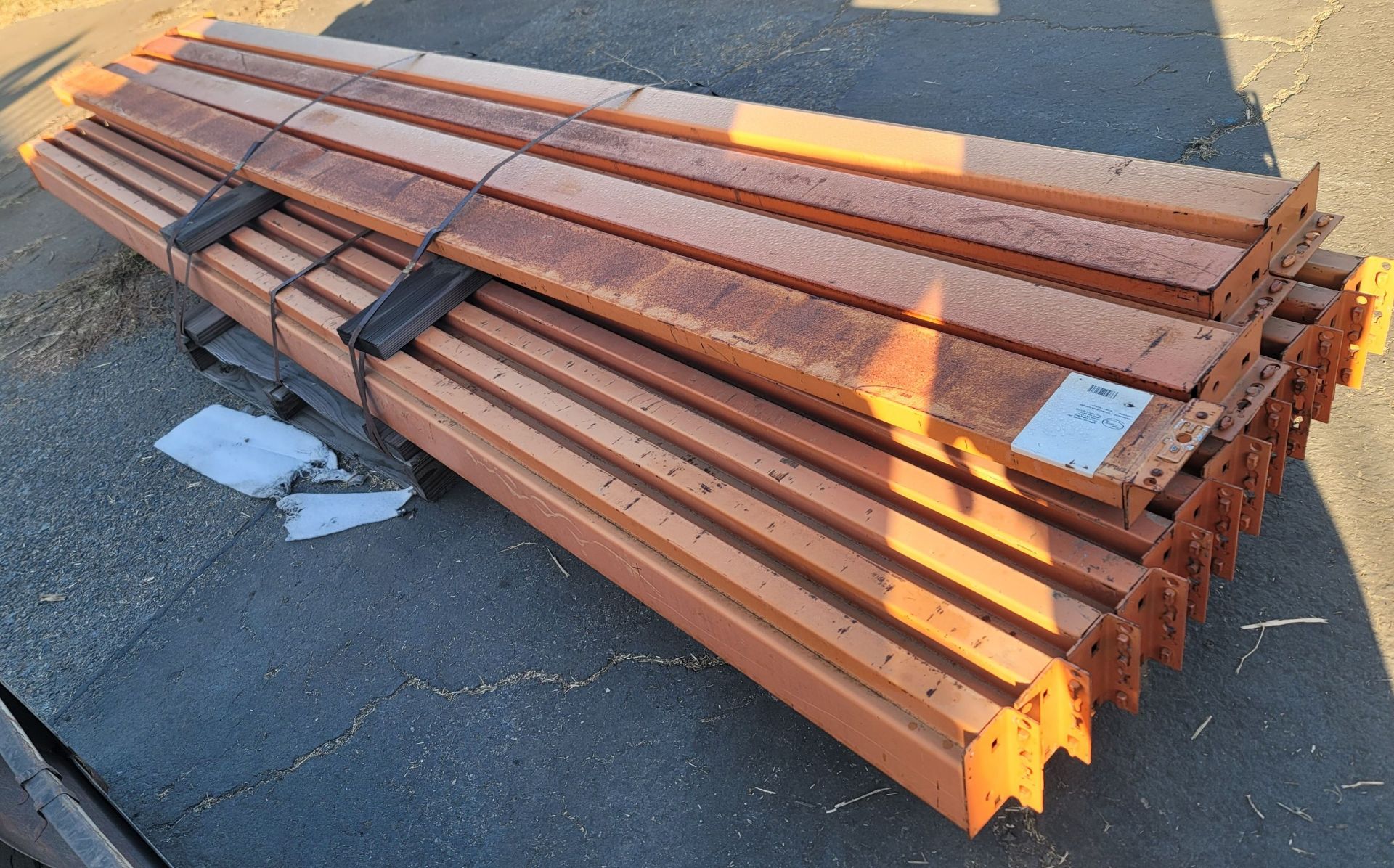 LOT - STACK OF PALLET RACKING, TO INCLUDE 12' X 40" UPRIGHTS, 8' BEAMS, (3) PALLETS OF 2" X 6" X 36" - Image 3 of 4