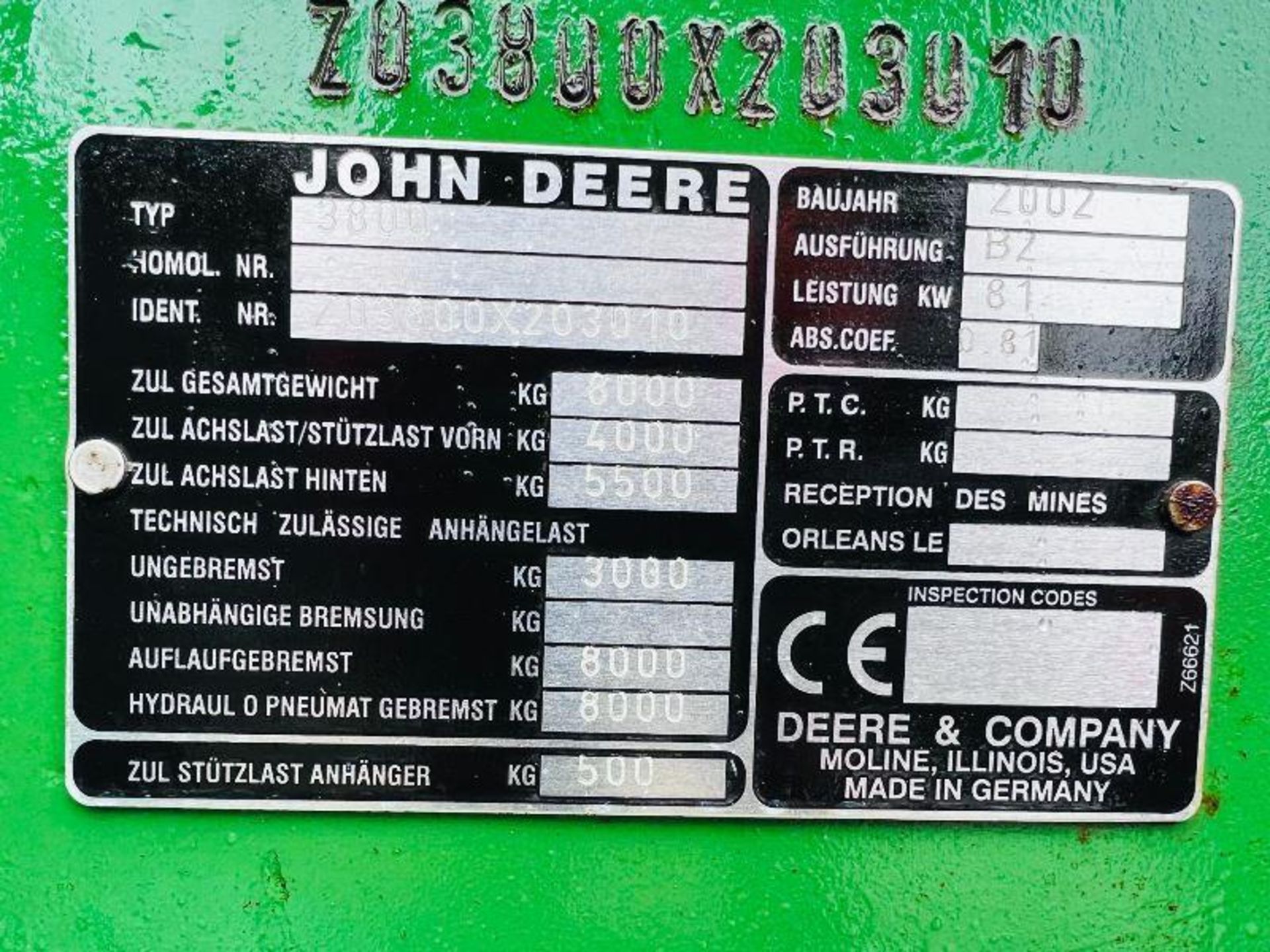 JOHN DEER 3800 4WD TELEHANDLER C/W PIN & CONE HEAD STOCK - Image 14 of 15