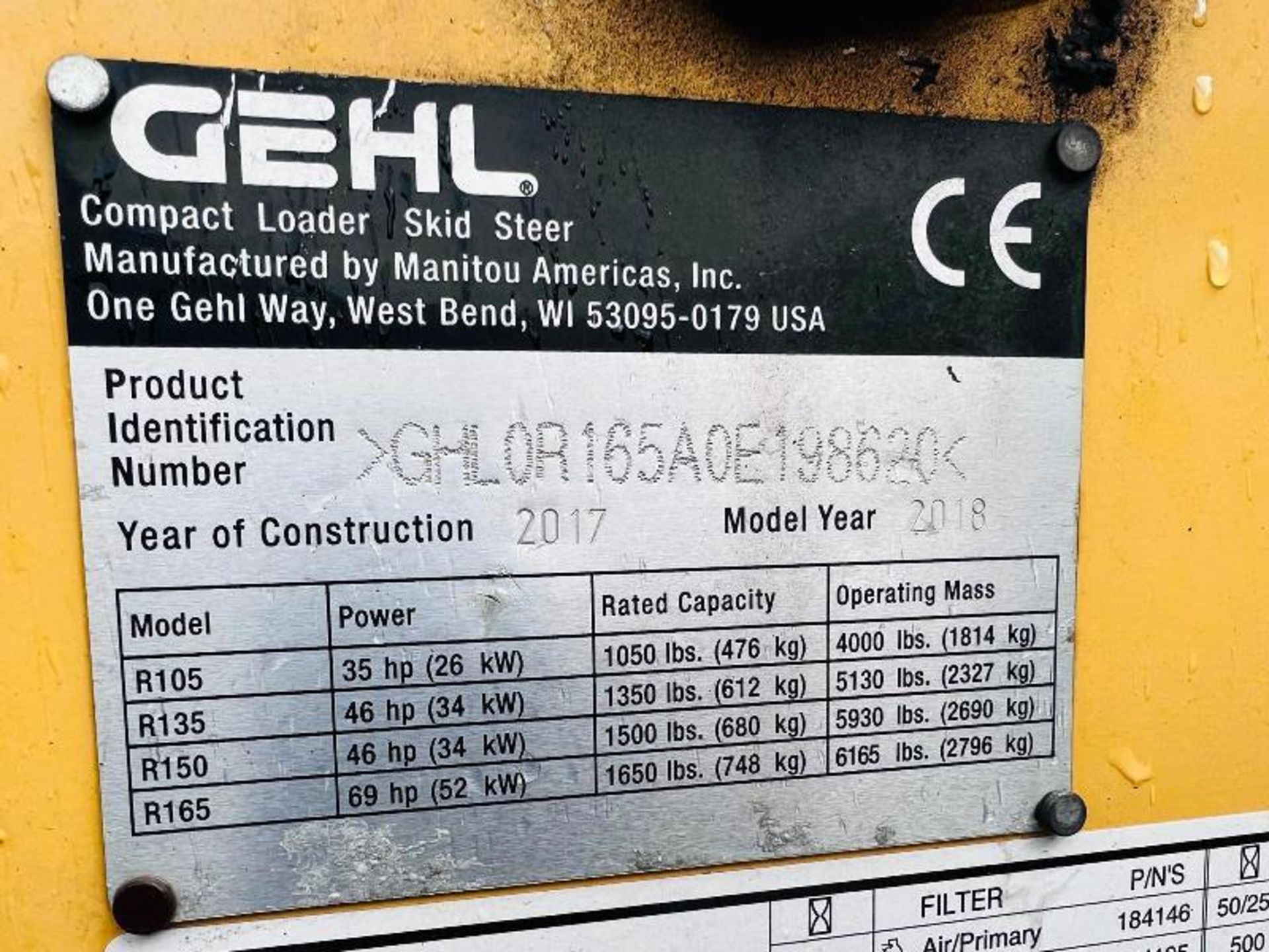 GEHL R165 4WD SKIDSTEER *YEAR 2018* C/W HIGH FLOW  - Image 15 of 16