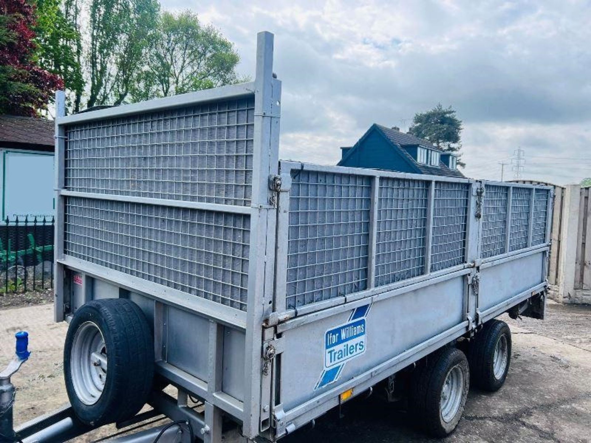 IFOR WILLIAMS LM125G DOUBLE AXLE DROP SIDE TRAILER C/W HIGH SIDED CAGE SIDES - Image 3 of 13