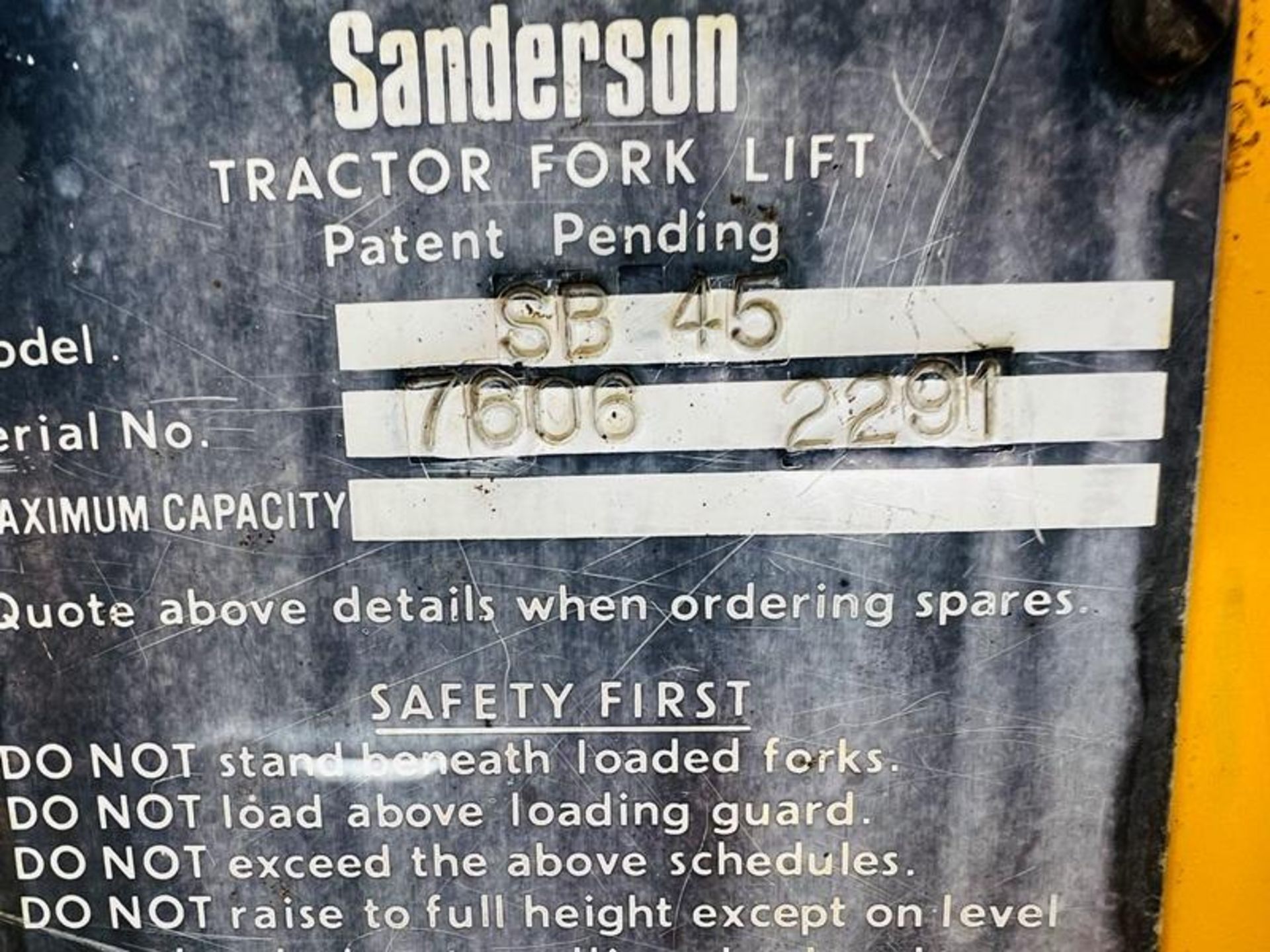 SANDERSON SB45 ROUGH TERRIAN FORKLIFT C/W PALLET TINES - Image 6 of 10