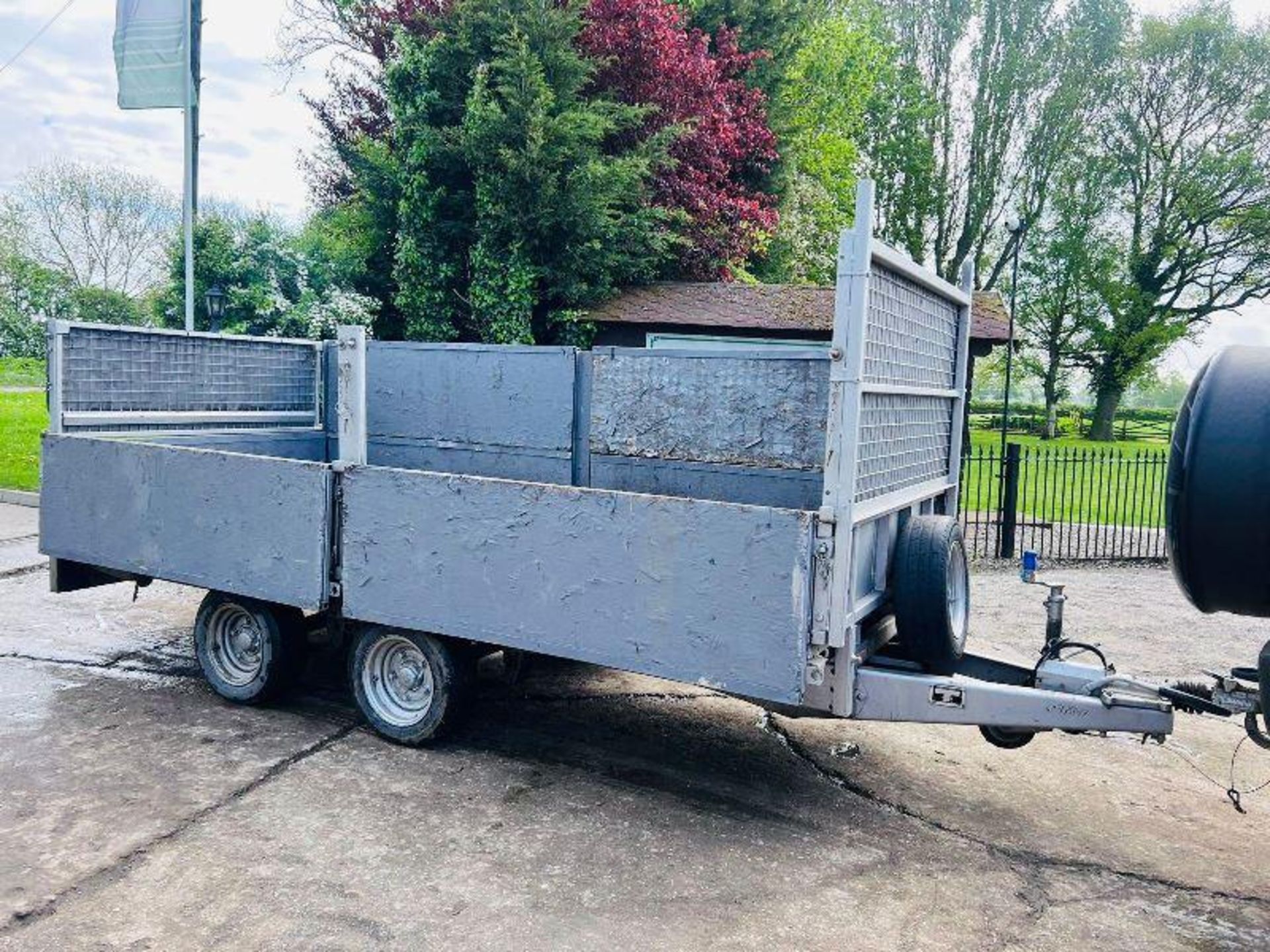 IFOR WILLIAMS LM125G DOUBLE AXLE DROP SIDE TRAILER C/W HIGH SIDED CAGE SIDES - Image 9 of 13