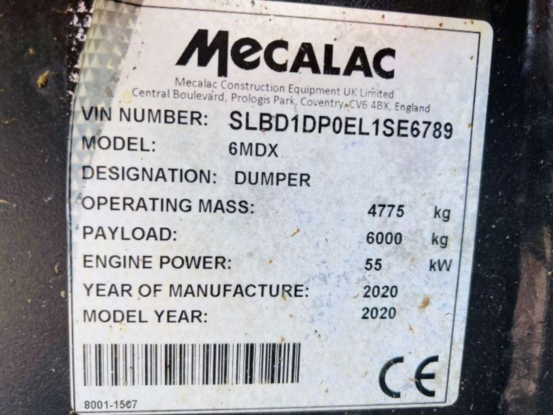 MECALAC 6MDX 4WD DUMPER *YEAR 2020, 453 HOURS C/W AC CABIN - Bild 9 aus 17