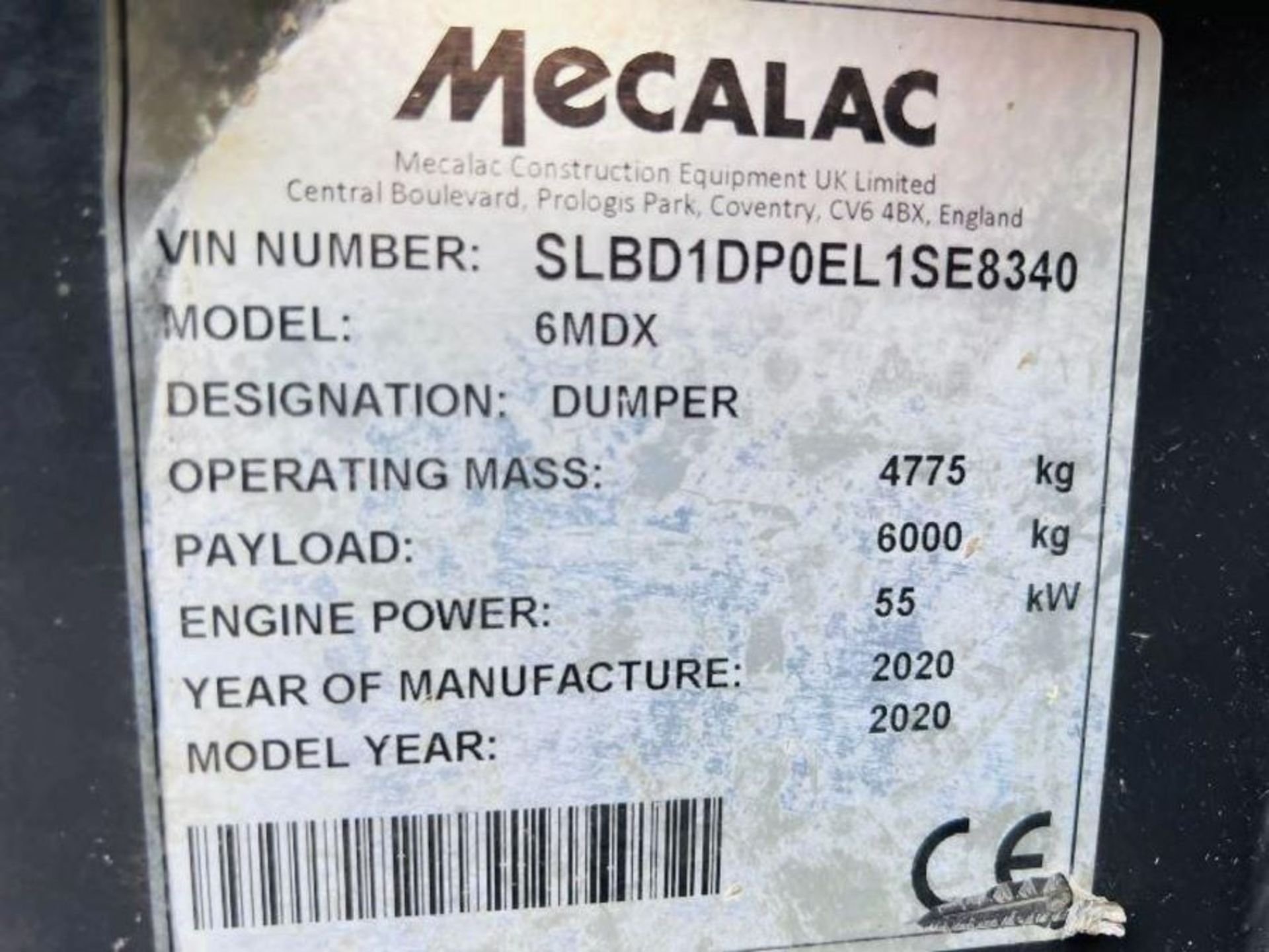 MECALAC 6MDX 4WD DUMPER *YEAR 2020, 1674 HOURS C/W AC CABIN - Bild 11 aus 16