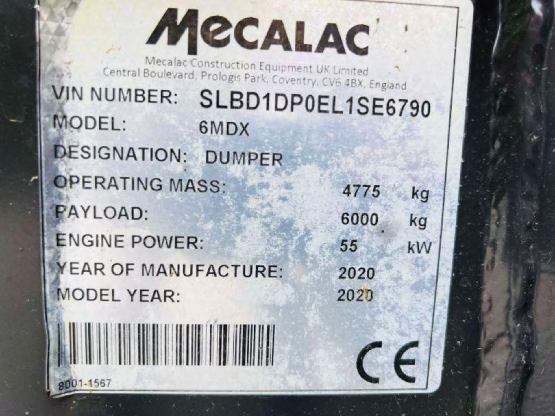 MECALAC 6MDX 4WD DUMPER *YEAR 2020, 453 HOURS C/W AC CABIN - Bild 10 aus 17