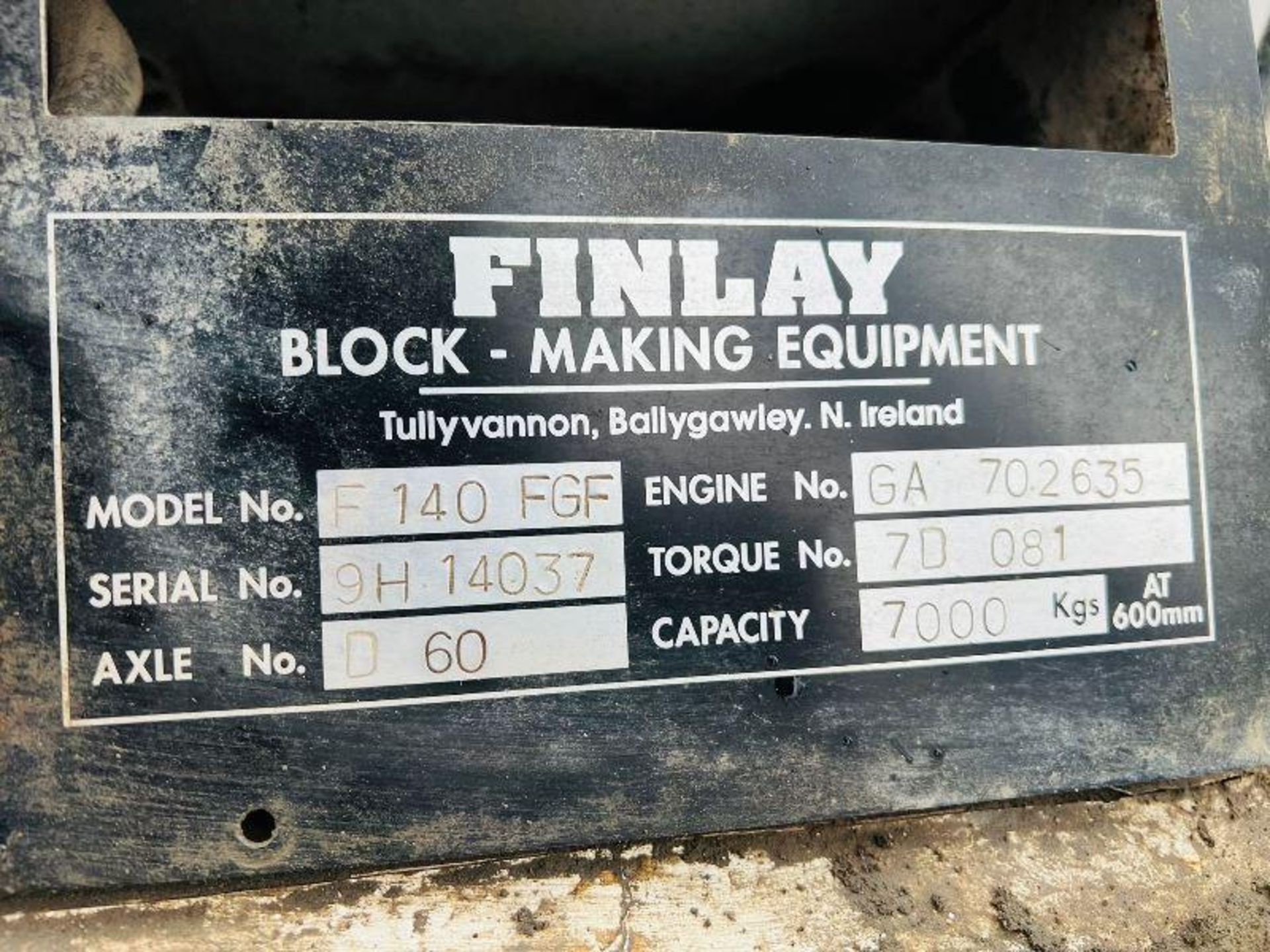 FINLAY F140 ROUGH FORKLIFT C/W 2M LONG TINES & 3 X AUXILARY LINES  - Image 7 of 11