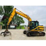 JCB JS130 TRACKED EXCAVATOR C/W 5 TINE SCRAP GRAB