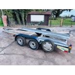 BRIAN JAMES TWIN-AXLE CAR TRANSPORTER TRAILER C/W LOADING RAMPS 