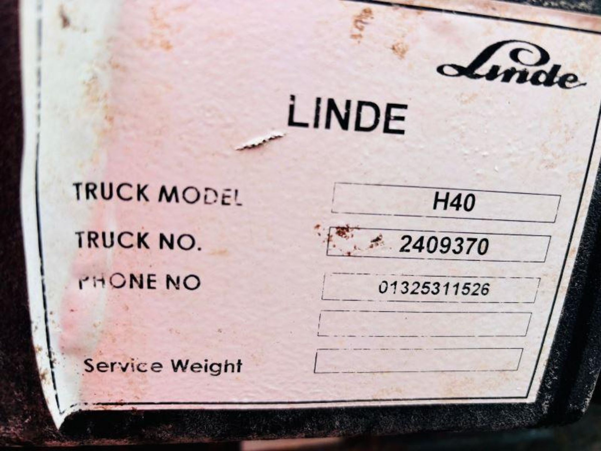 LINDE H40 DIESEL FORKLIFT *YEAR 2016* C/W 2 STAGE MAST. - Image 4 of 11