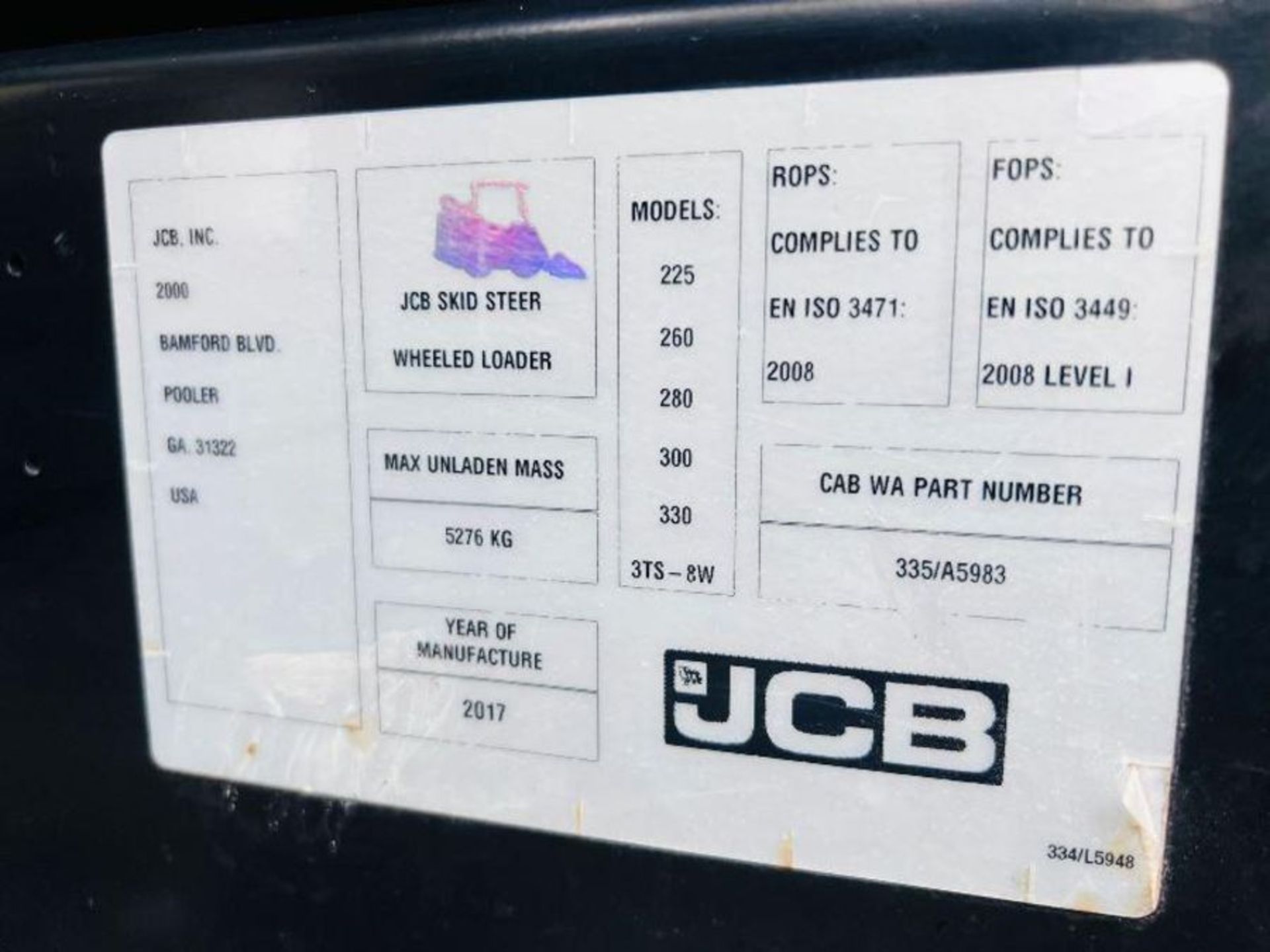 JCB 260 4WD SKIDSTEER *YEAR 2017, ONLY 182 HOURS * C/W WHEEL SAW - Image 12 of 18