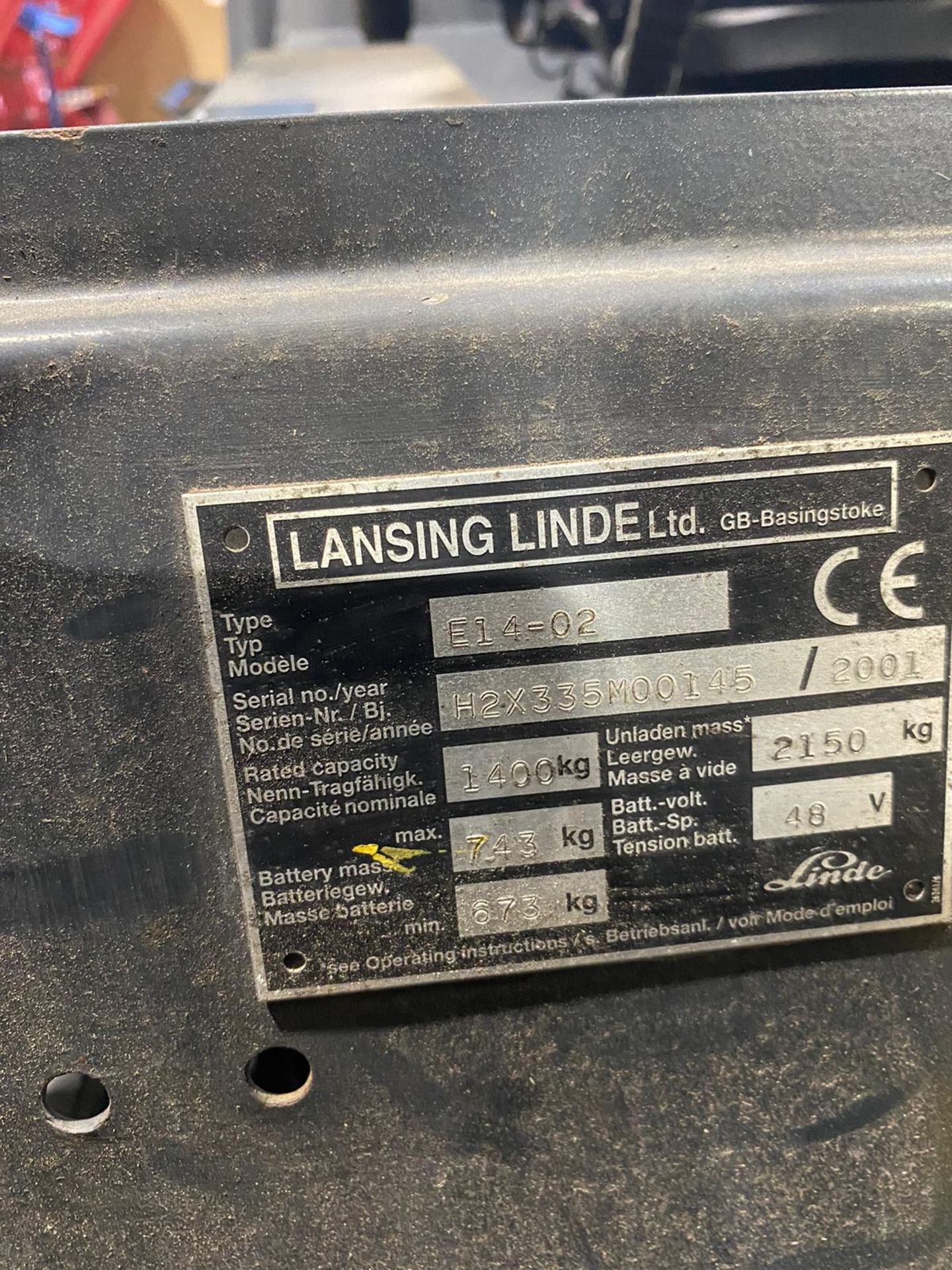 2001 LINDE E14 FORKLIFT - VERY NICE GOOD ALL AROUND FORKLIFT. - Image 4 of 7