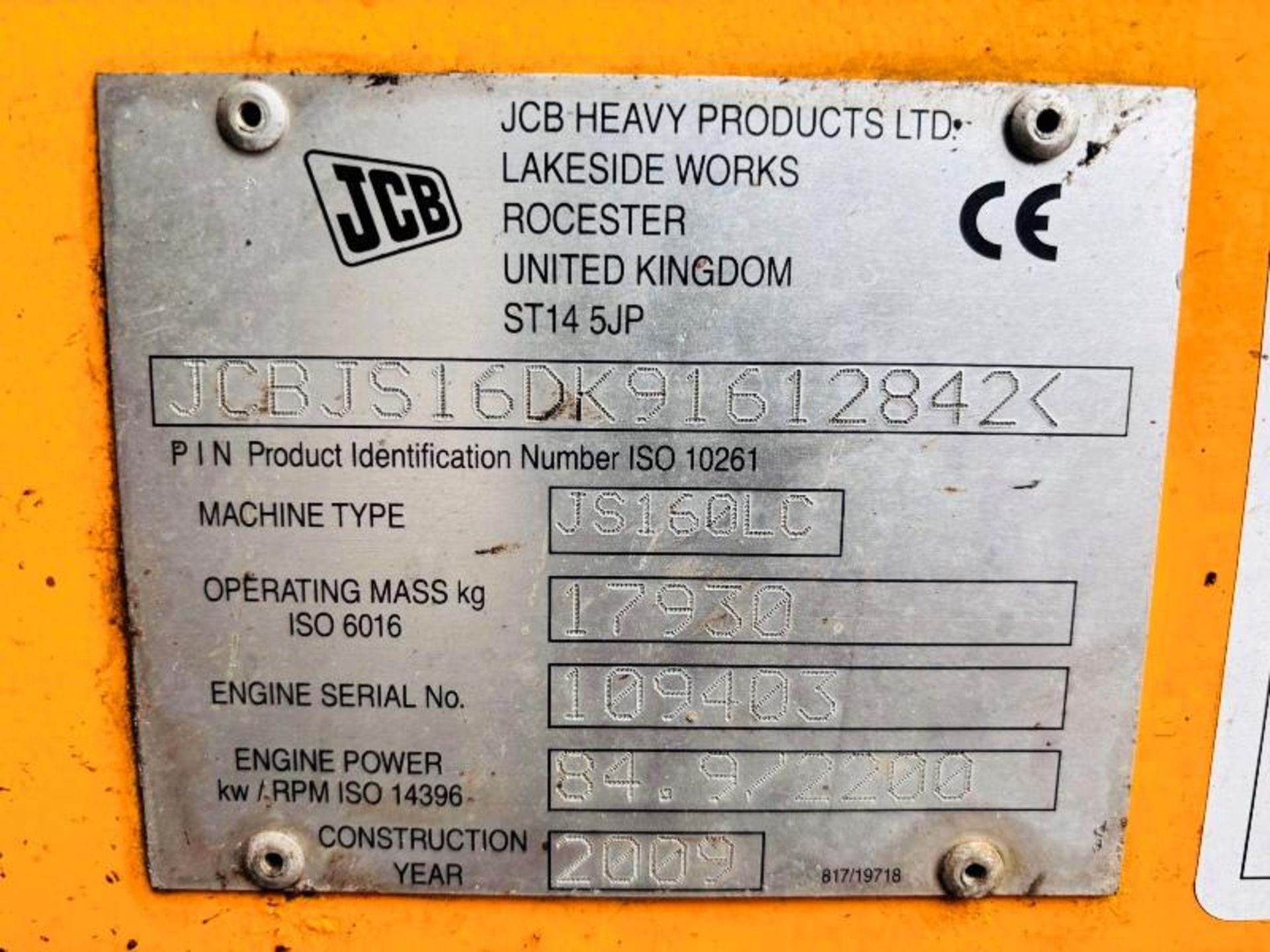 JCB JS160LC HIGH RISE CABIN SCRAP HANDLER C/W ROTATING SELECTOR GRAB - Image 9 of 16