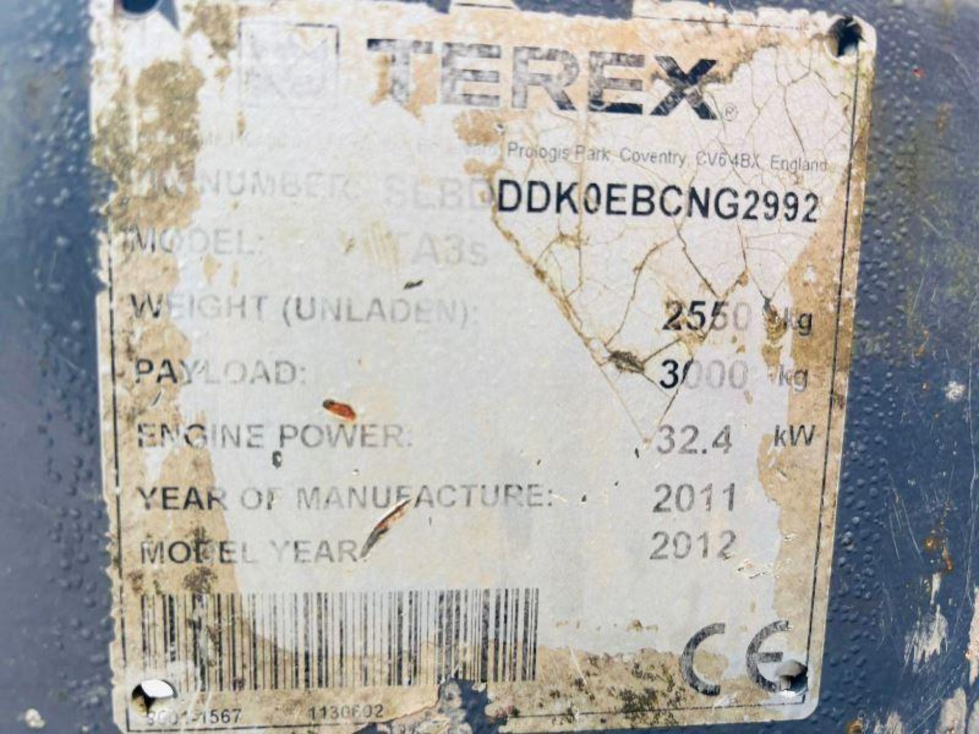 TEREX TA3 4WD SWIVEL TIP DUMPER *YEAR 2012, 1422 HOURS* C/W KUBOTA ENGINE - Image 6 of 15