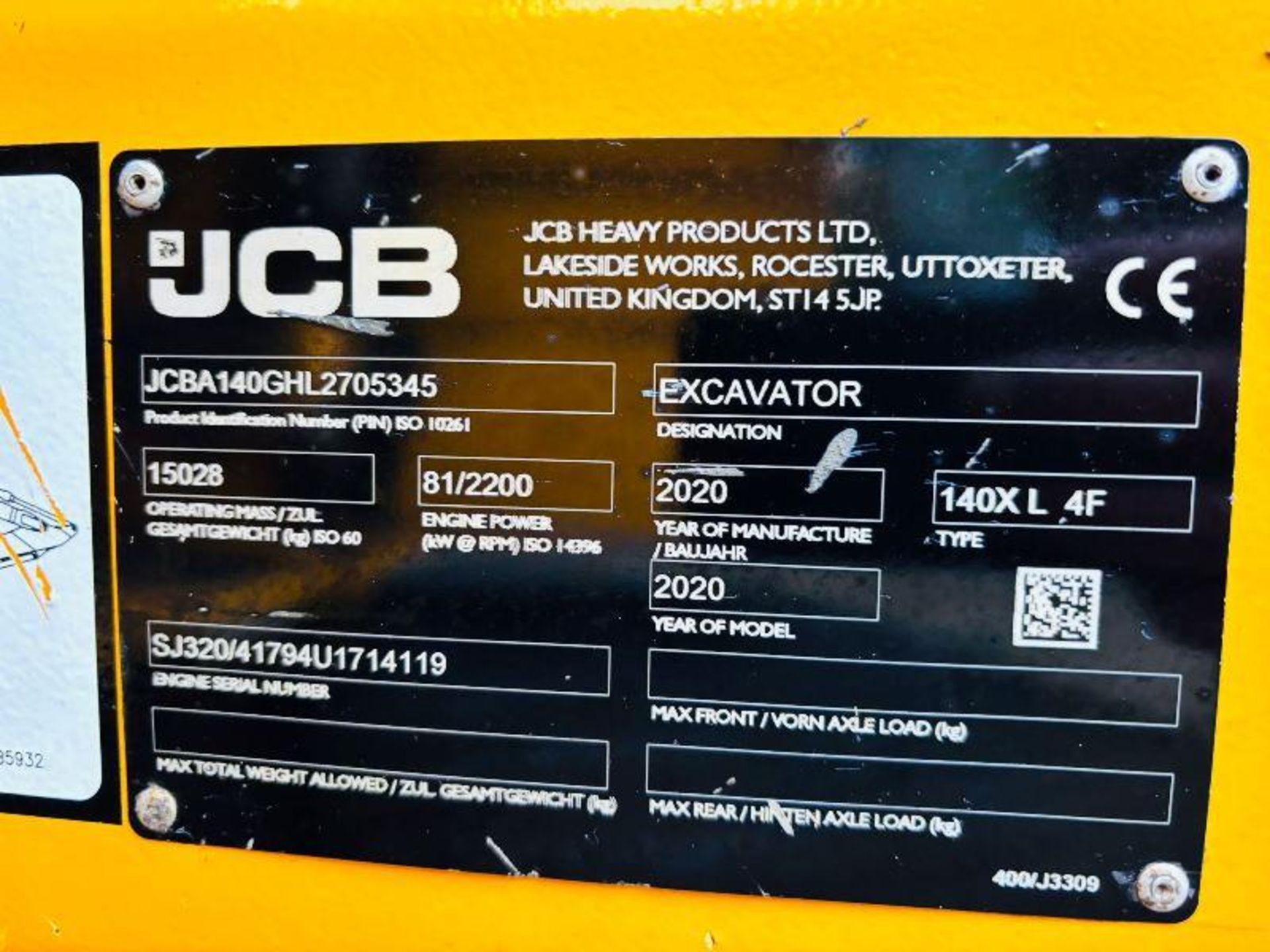 JCB 140XLC TRACKED EXCAVATOR *YEAR 2020, 3774 HOURS* C/W QUICK HITCH - Image 14 of 19