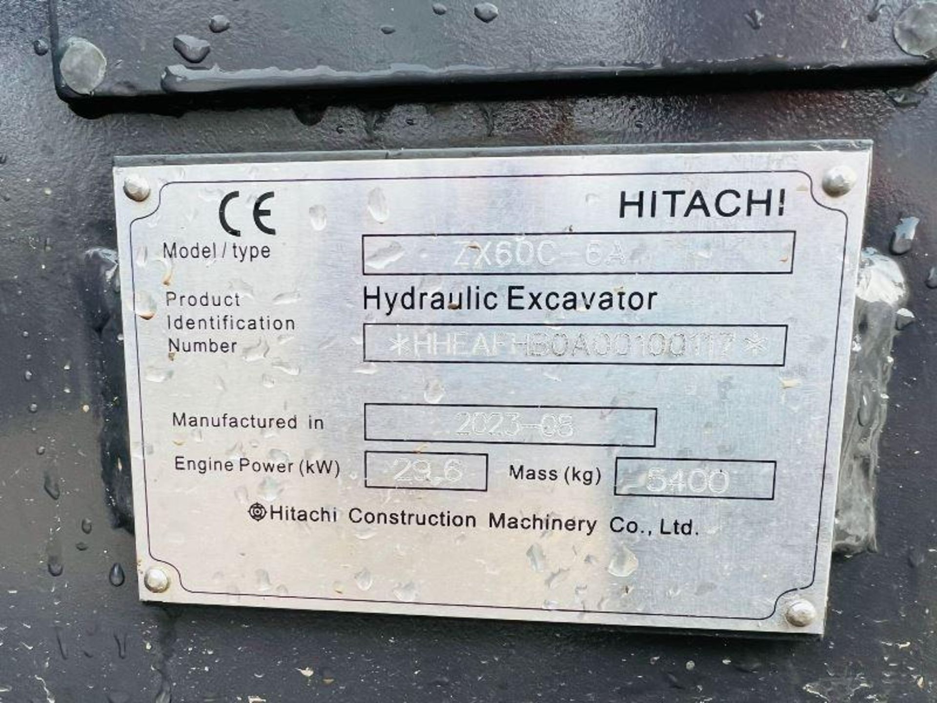 UNUSED HITACHI ZX60C-6A EXCAVATOR *YEAR 2023, ONLY 12.5 HOURS* C/W AC CABIN  - Image 13 of 20