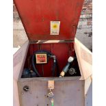 RED BUNDED FUEL TANK WITH FUEL DISPENSER PUMPS AND METERS