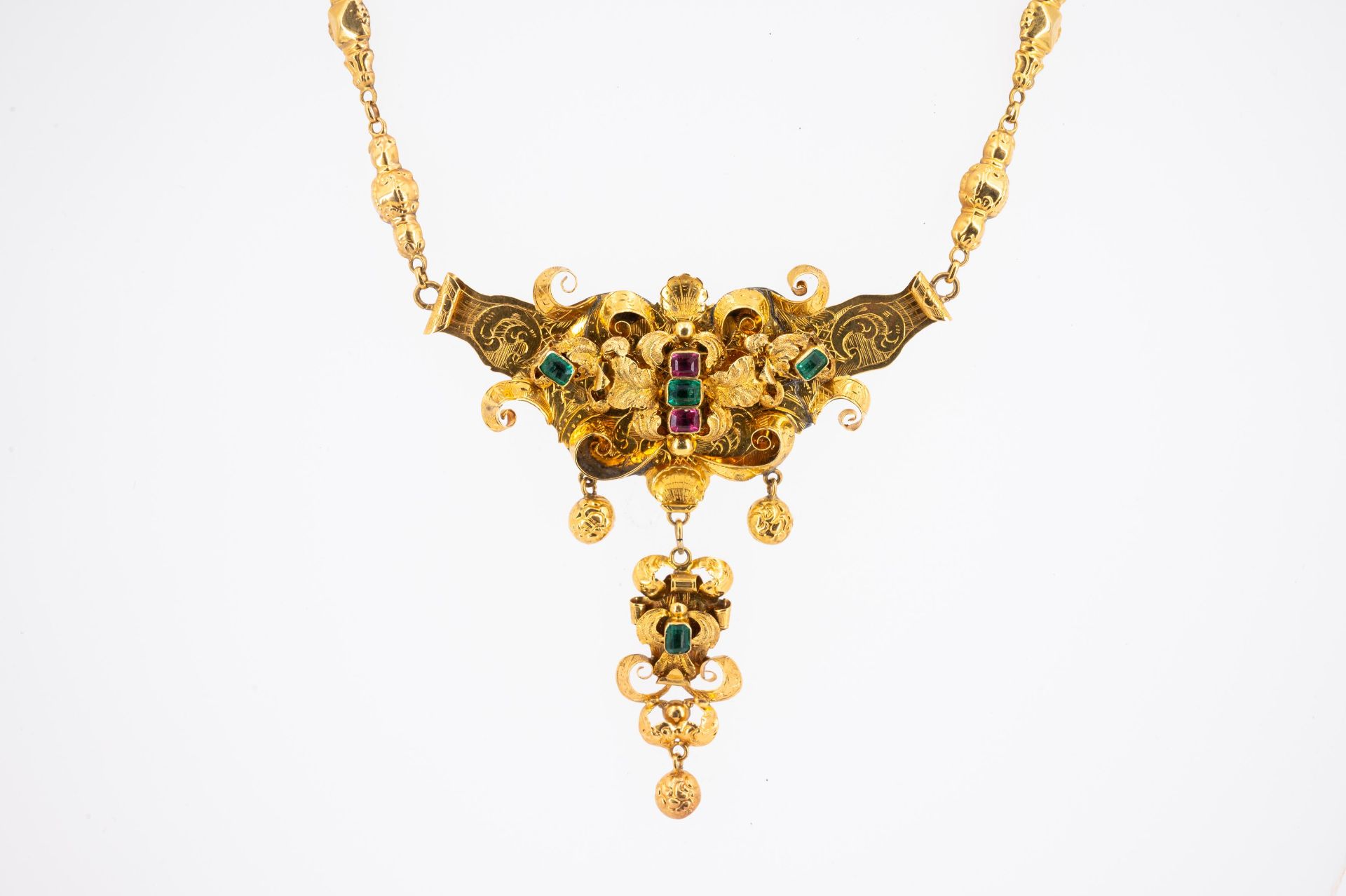 Farbstein-Set Collier, Ohrschmuck und Brosche - Image 6 of 9