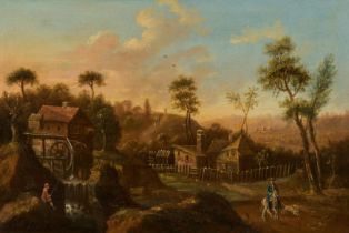Willem van Bemmel - Schule: Landschaft mit Wassermühle und Reiter