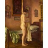 August Rieper: Dame bei ihrer Morgentoilette