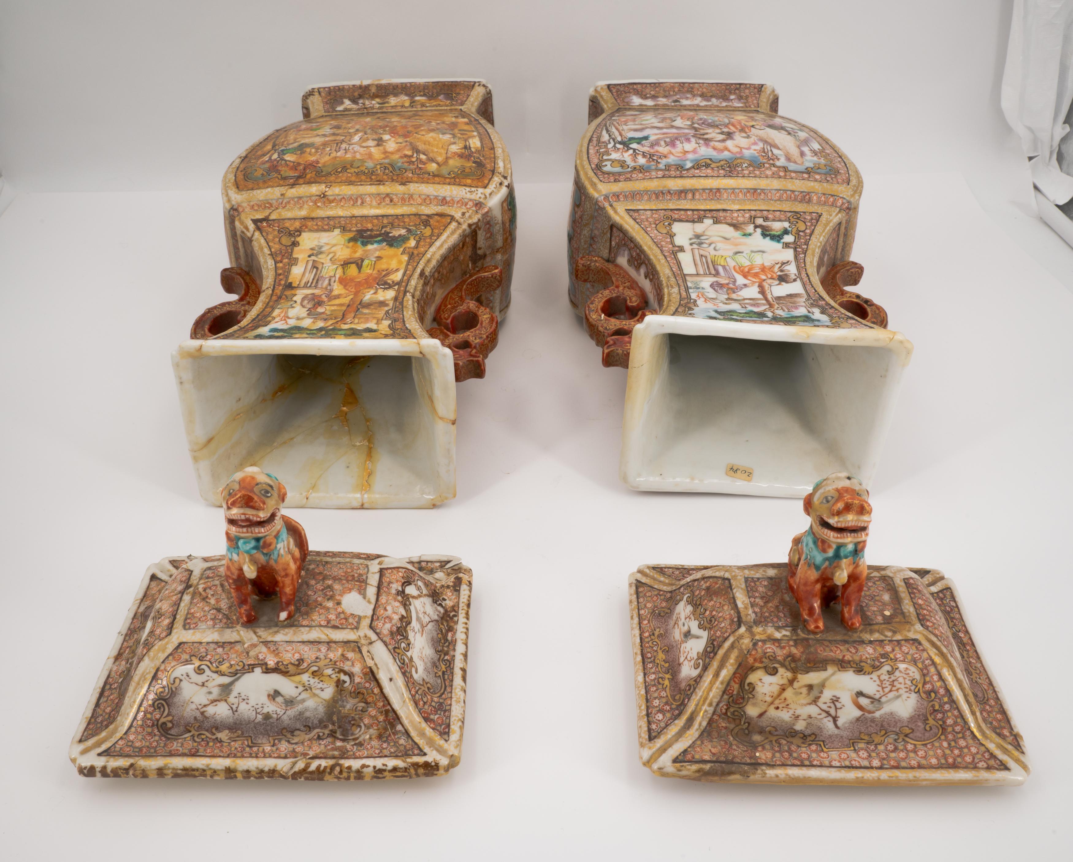 Paar Balustervasen mit Figurenzier im Kanton Stil - Image 6 of 7