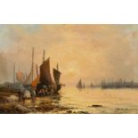 William Thornley: Aufliegende Schiffe bei Ebbe im Hafen