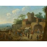 In der Art des Theobald Michau: Marktszene vor den Toren einer Burg