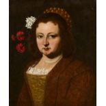 Carlo Ceresa - Umkreis: Porträt einer vornehmen Dame mit Blumen im Haar