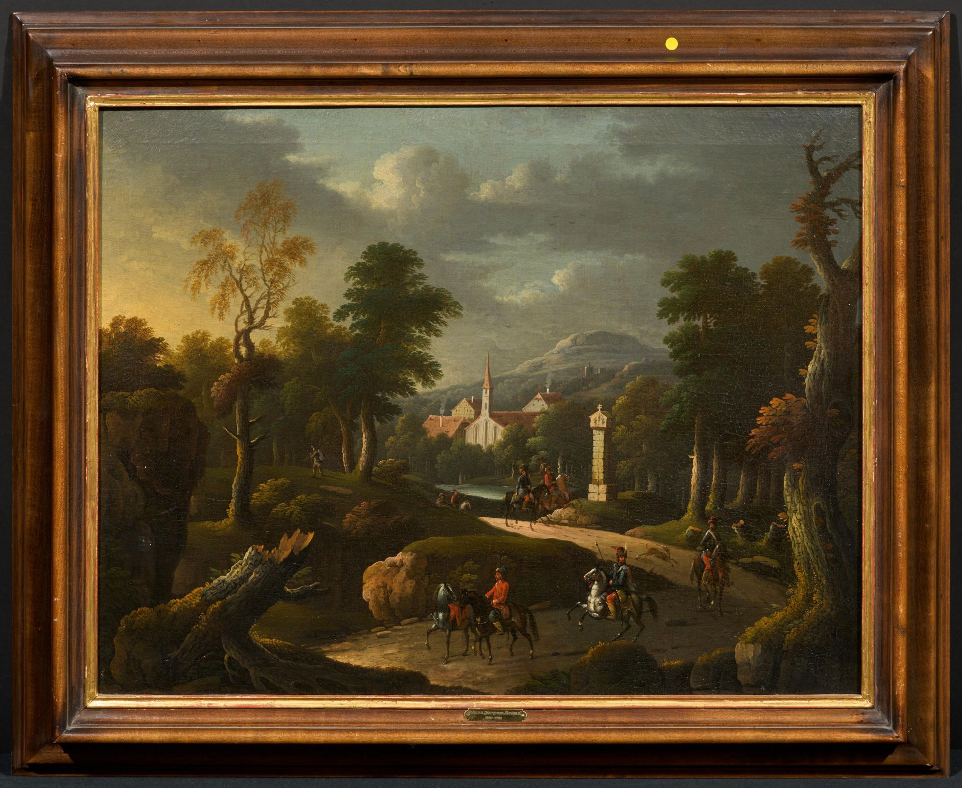 Johann Georg von Bemmel - Umkreis: Landschaft mit reitender Jagdgesellschaft - Image 2 of 3