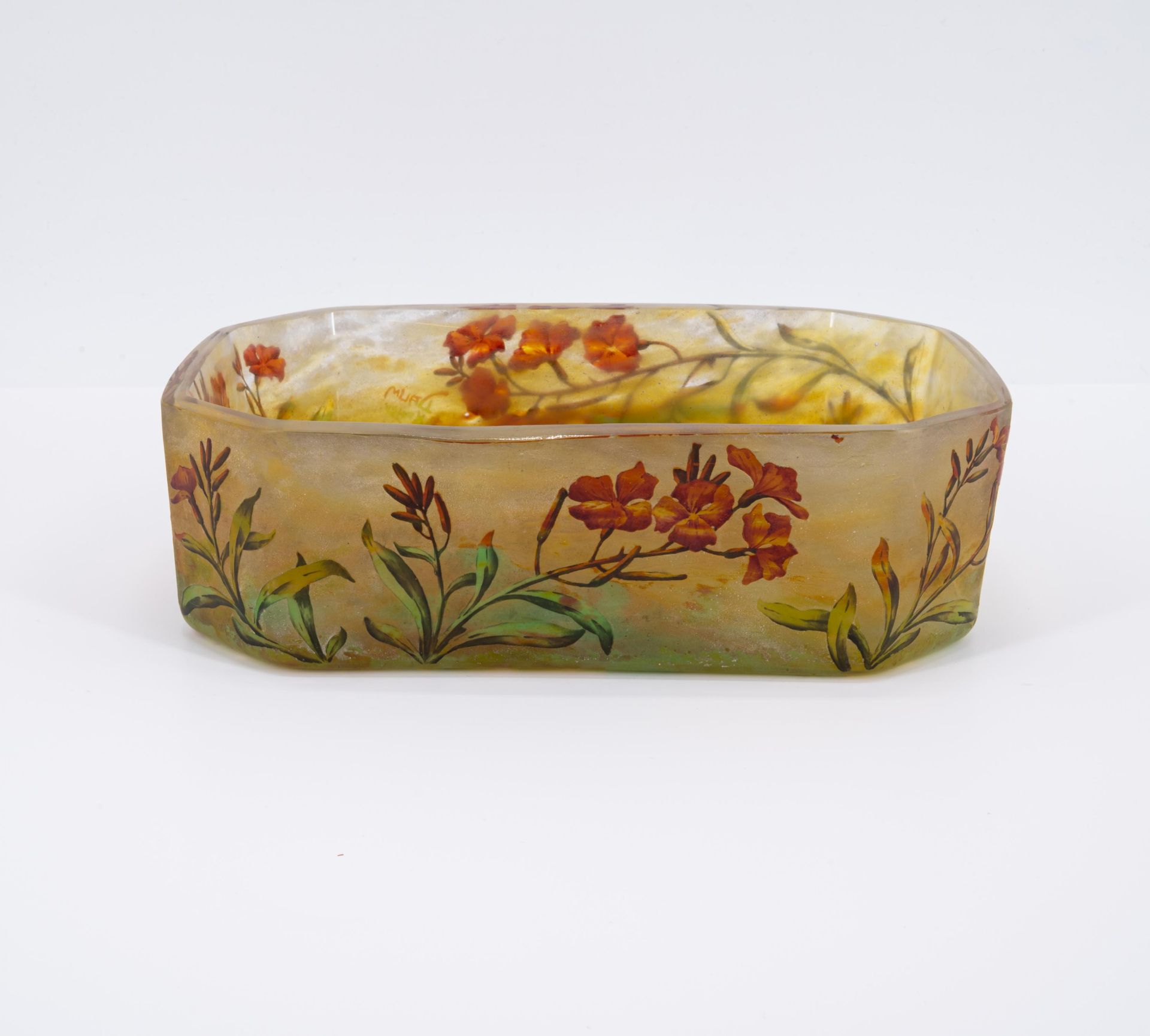 GLASS JARDINIERE WITH FLORAL DECOR - Image 3 of 7