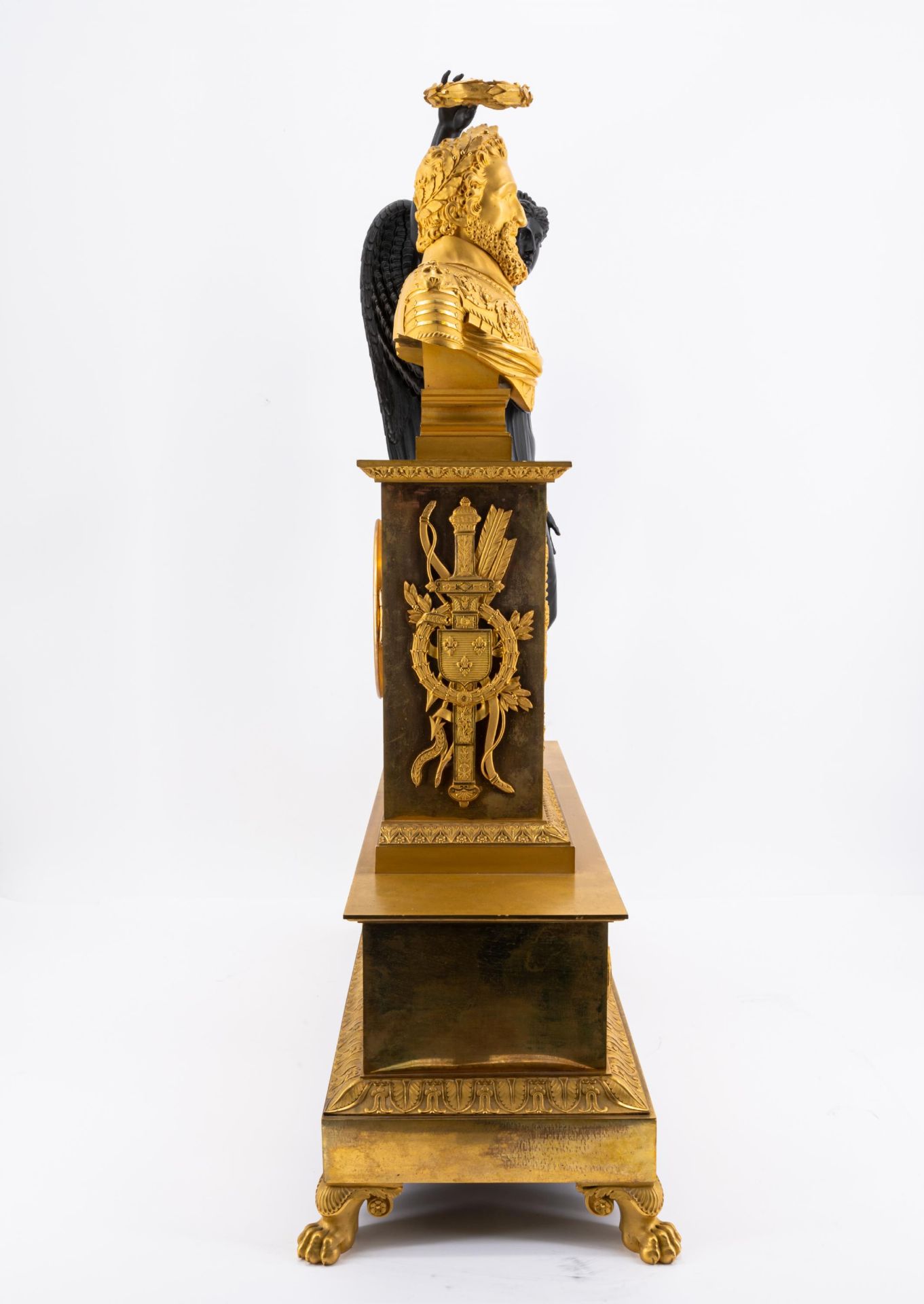 Monumental pendulum clock with bust of Henry IV and Victoria - Image 4 of 5