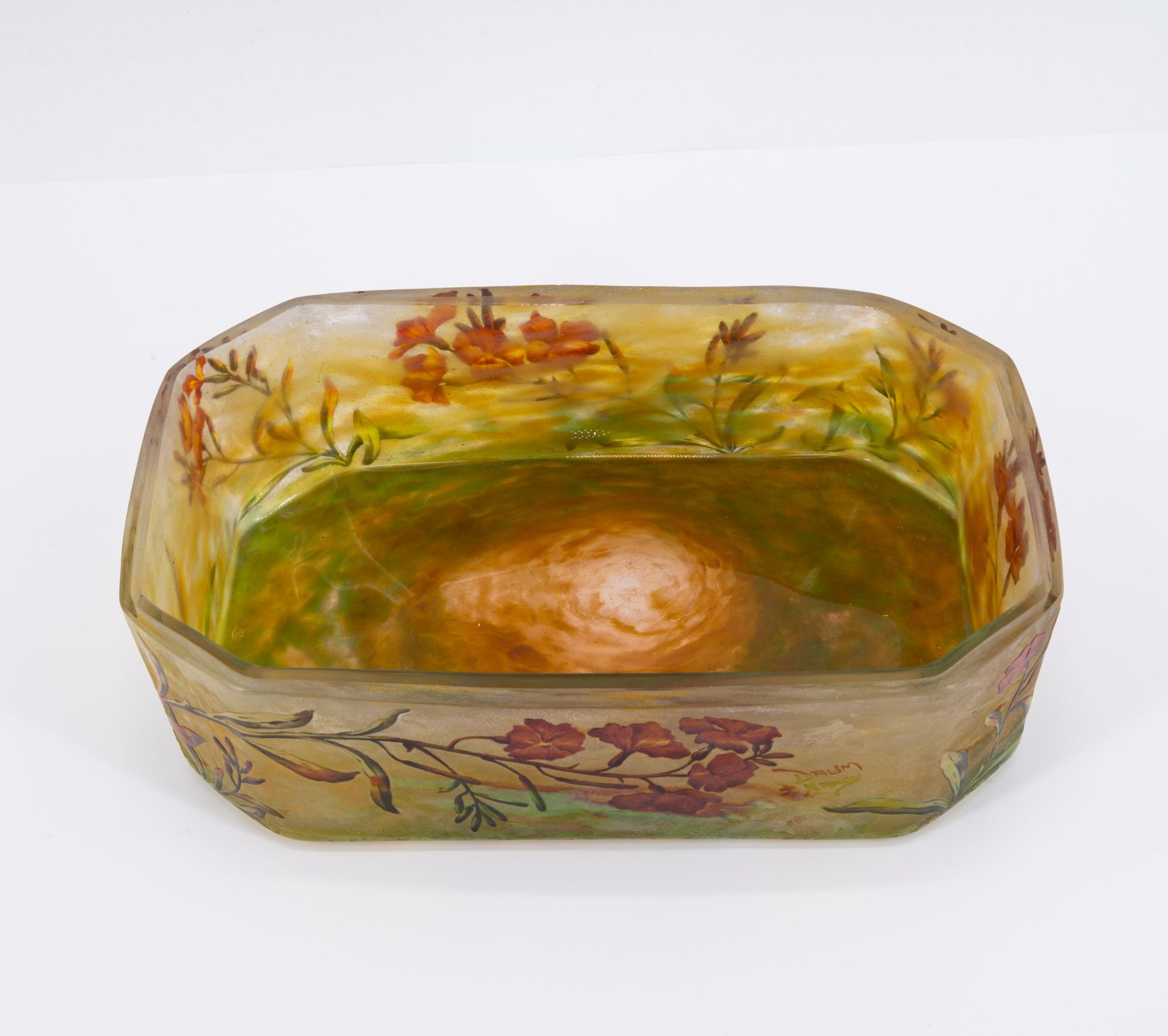 GLASS JARDINIERE WITH FLORAL DECOR - Image 5 of 7
