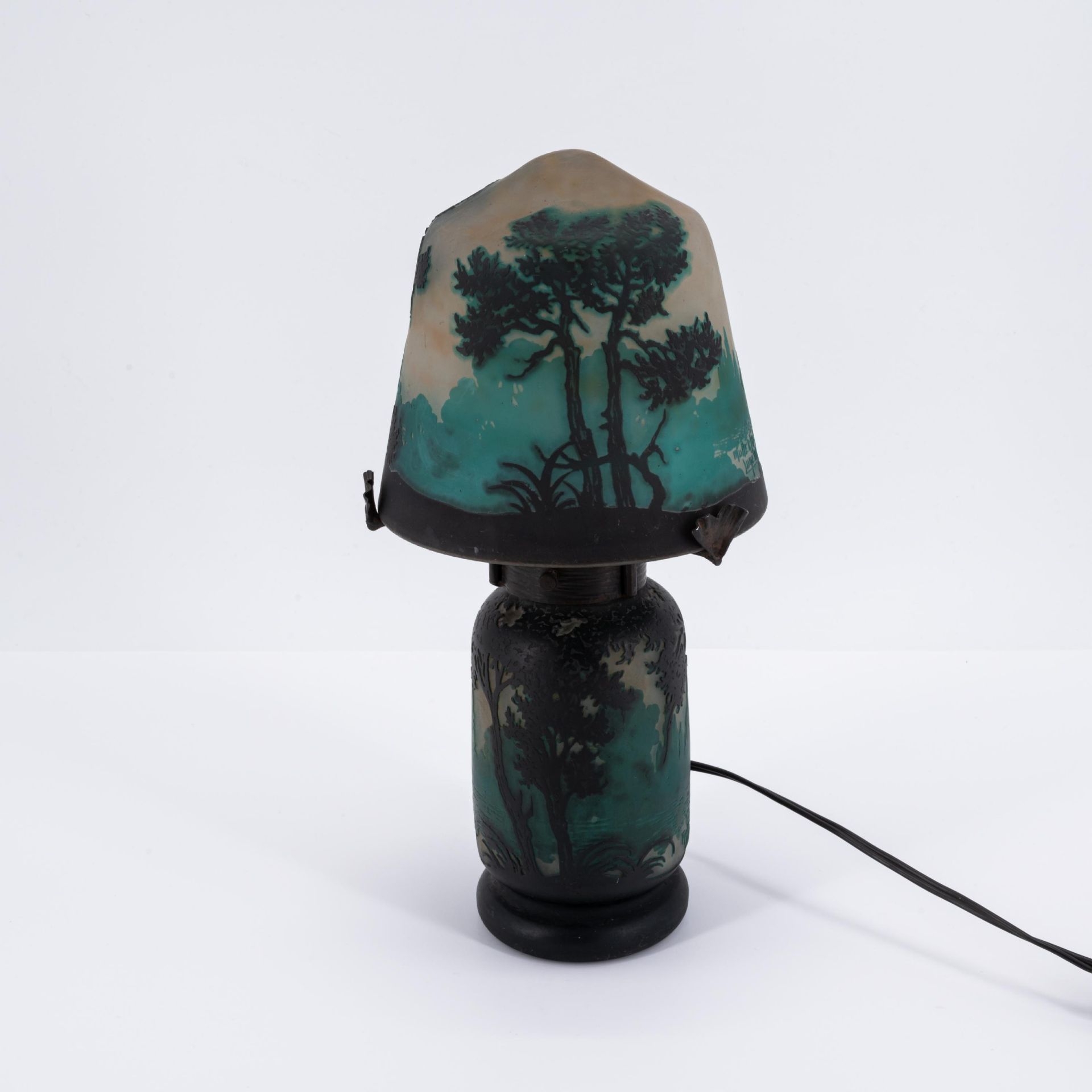 Small table lamp with forest lake - Image 4 of 7