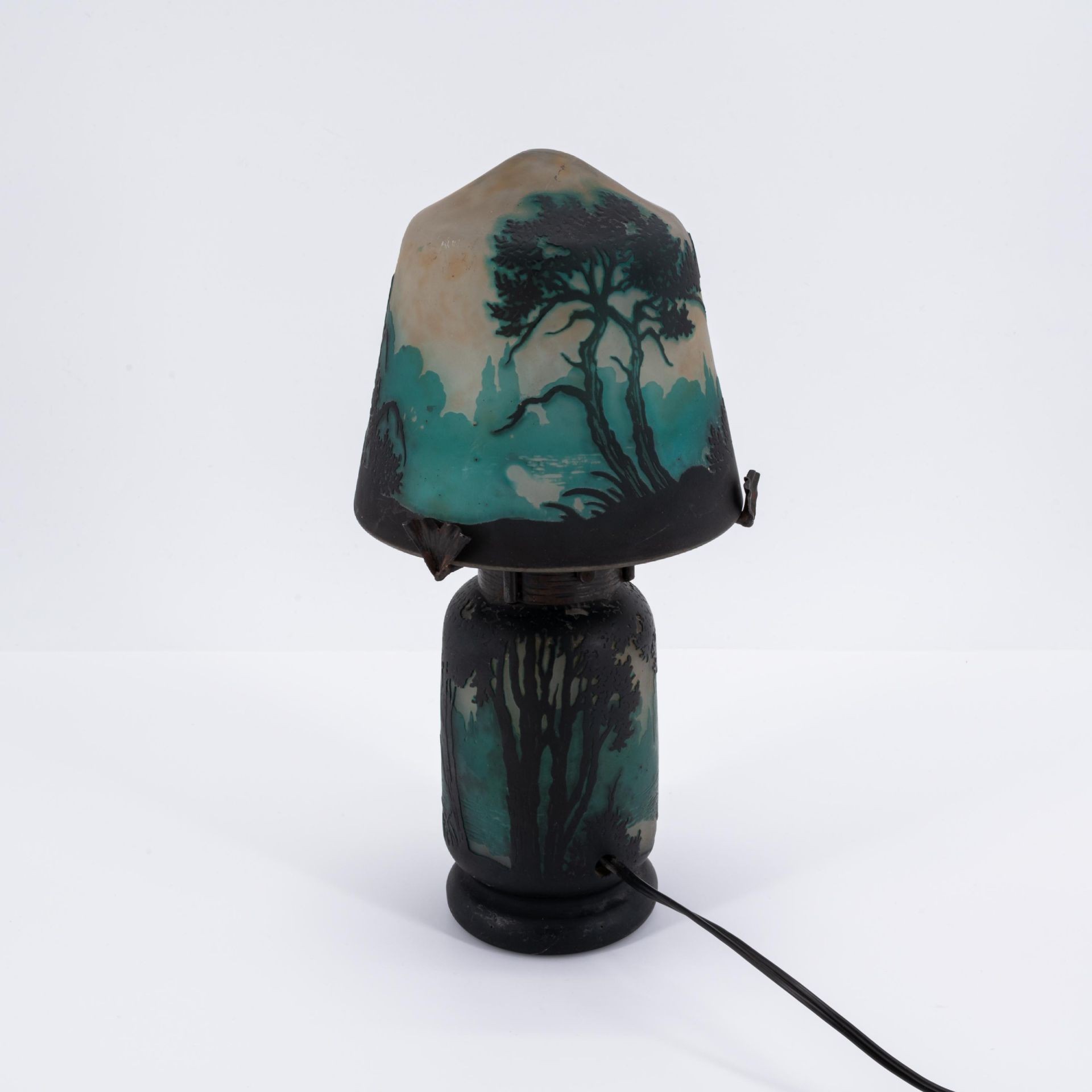 Small table lamp with forest lake - Image 3 of 7