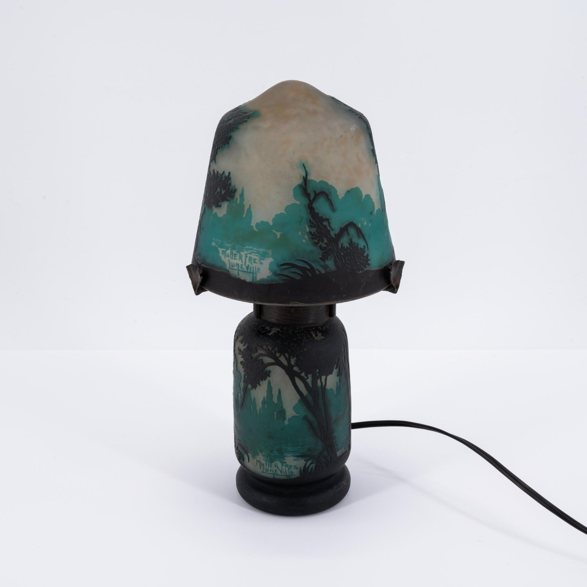 Small table lamp with forest lake - Image 2 of 7