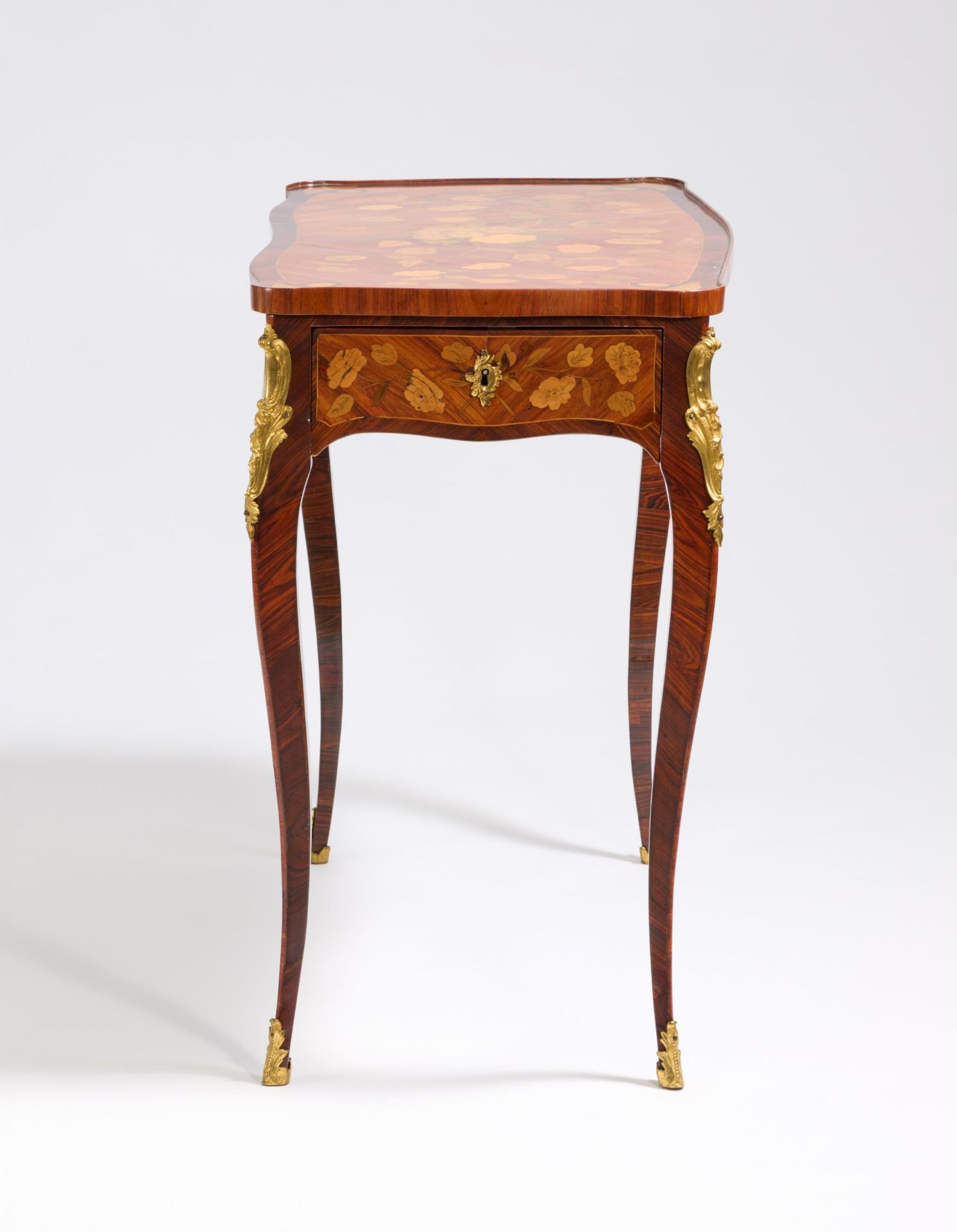 A lady's bureau with floral marquetry Louis XV - Image 5 of 5