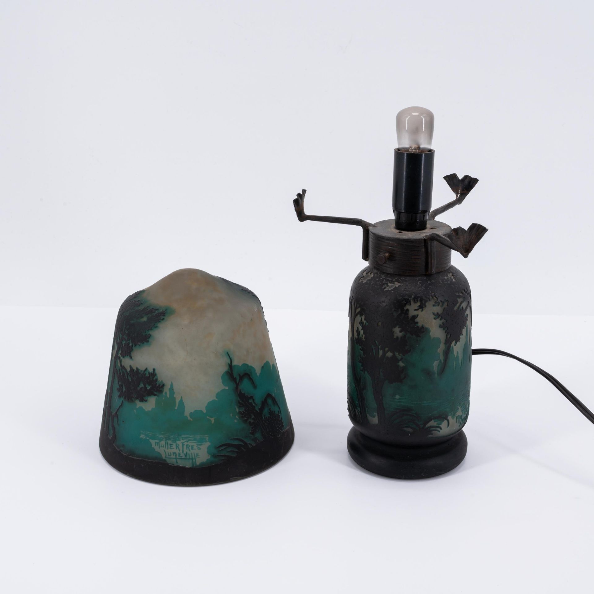 Small table lamp with forest lake - Image 5 of 7