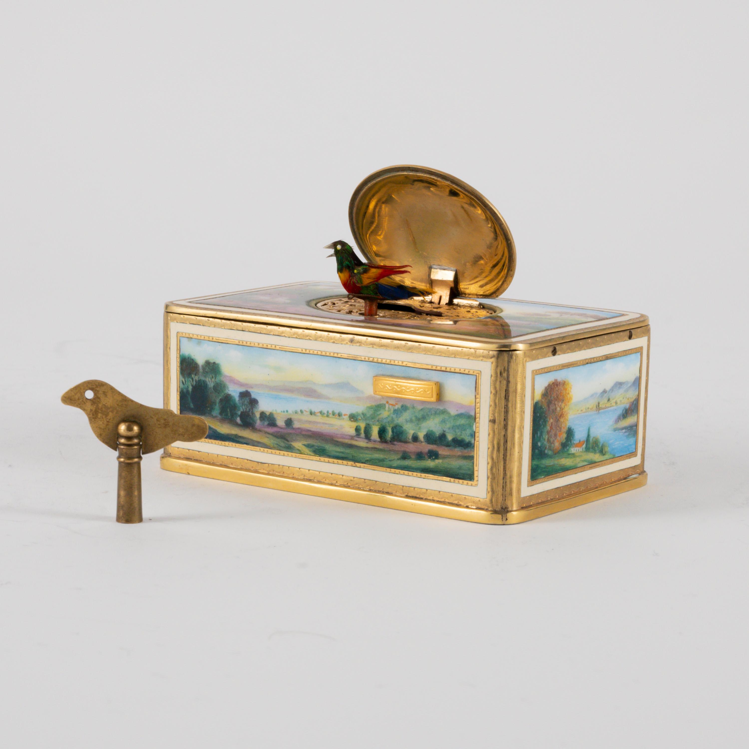 SInging bird automaton with shepherd couple in idyllic landscape - Image 6 of 7