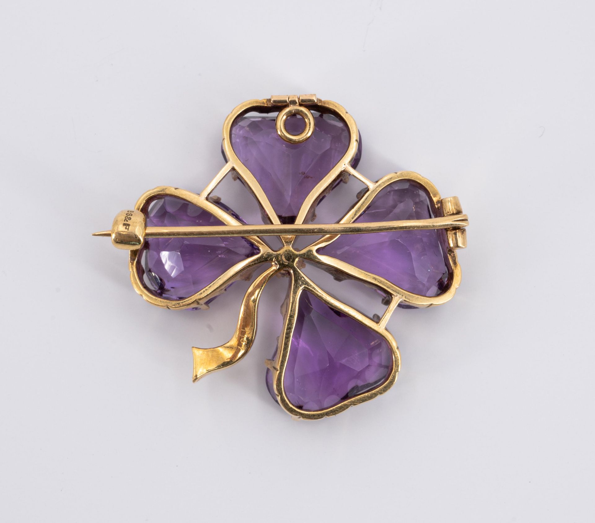 Shamrock Amethyst Brooch - Image 3 of 3