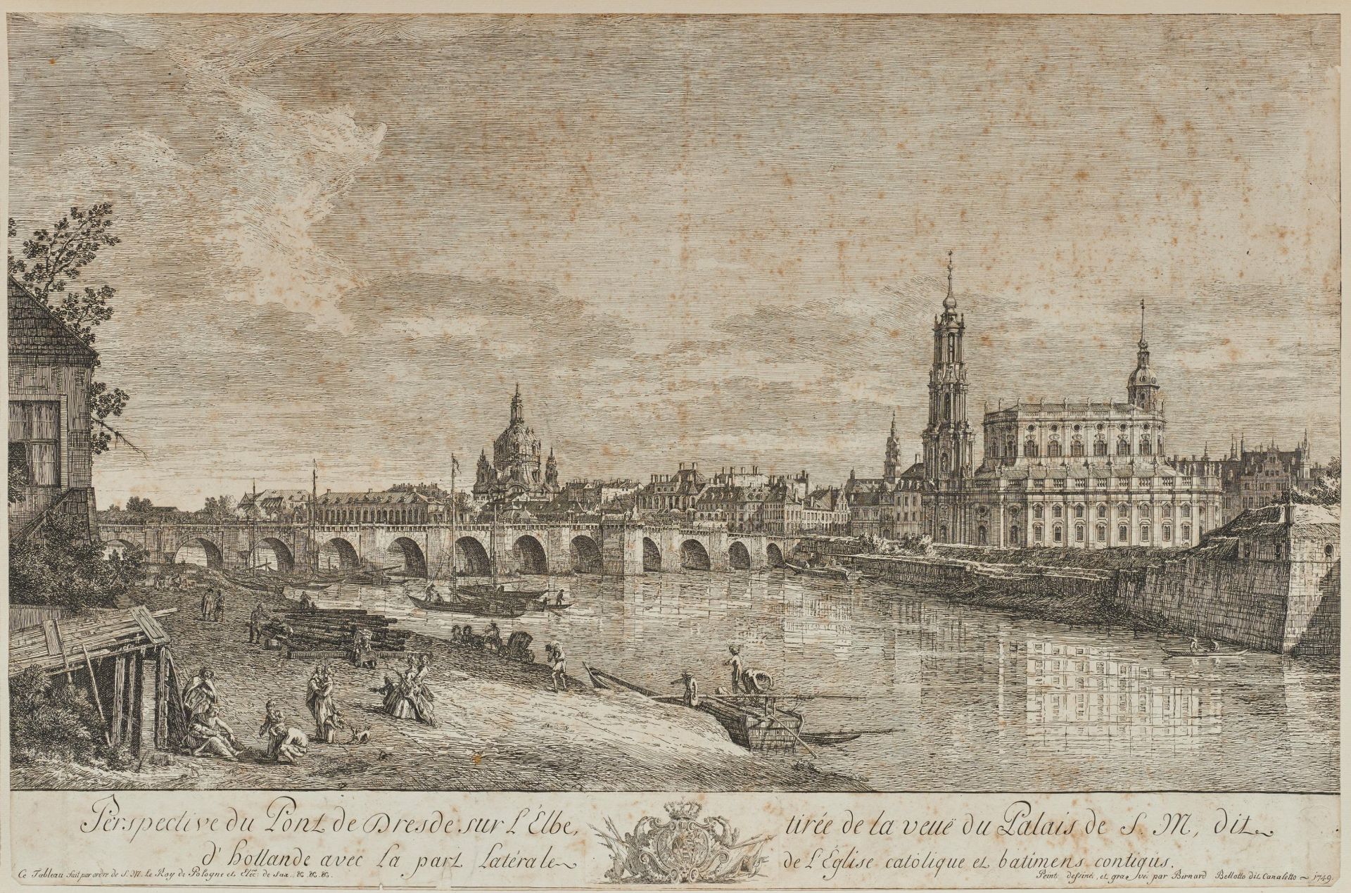 Bernardo Belloto: Perspective du Pont de Dresde sur L'Elbe
