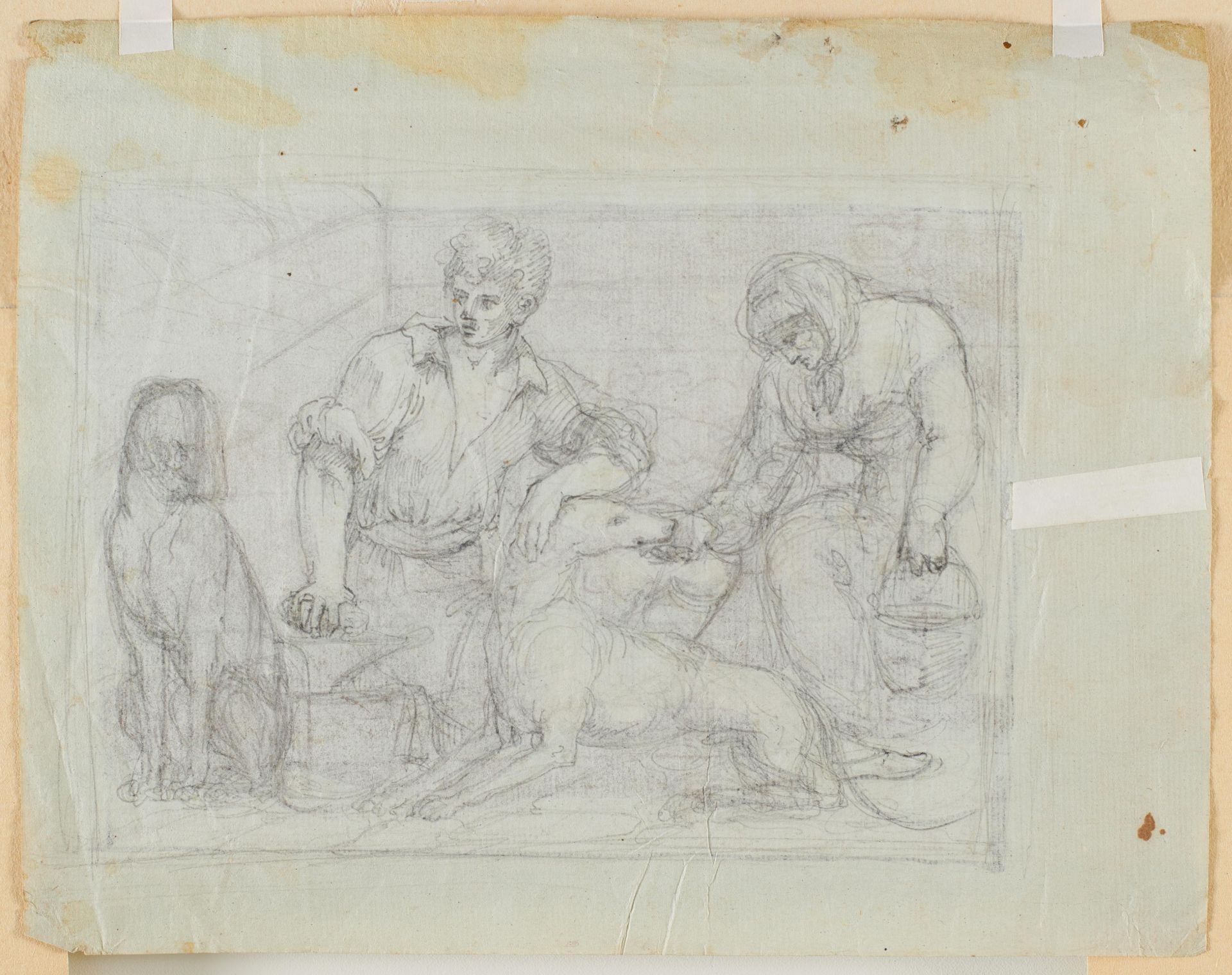 Italian School: Two Figures with Sighthounds - Image 3 of 3