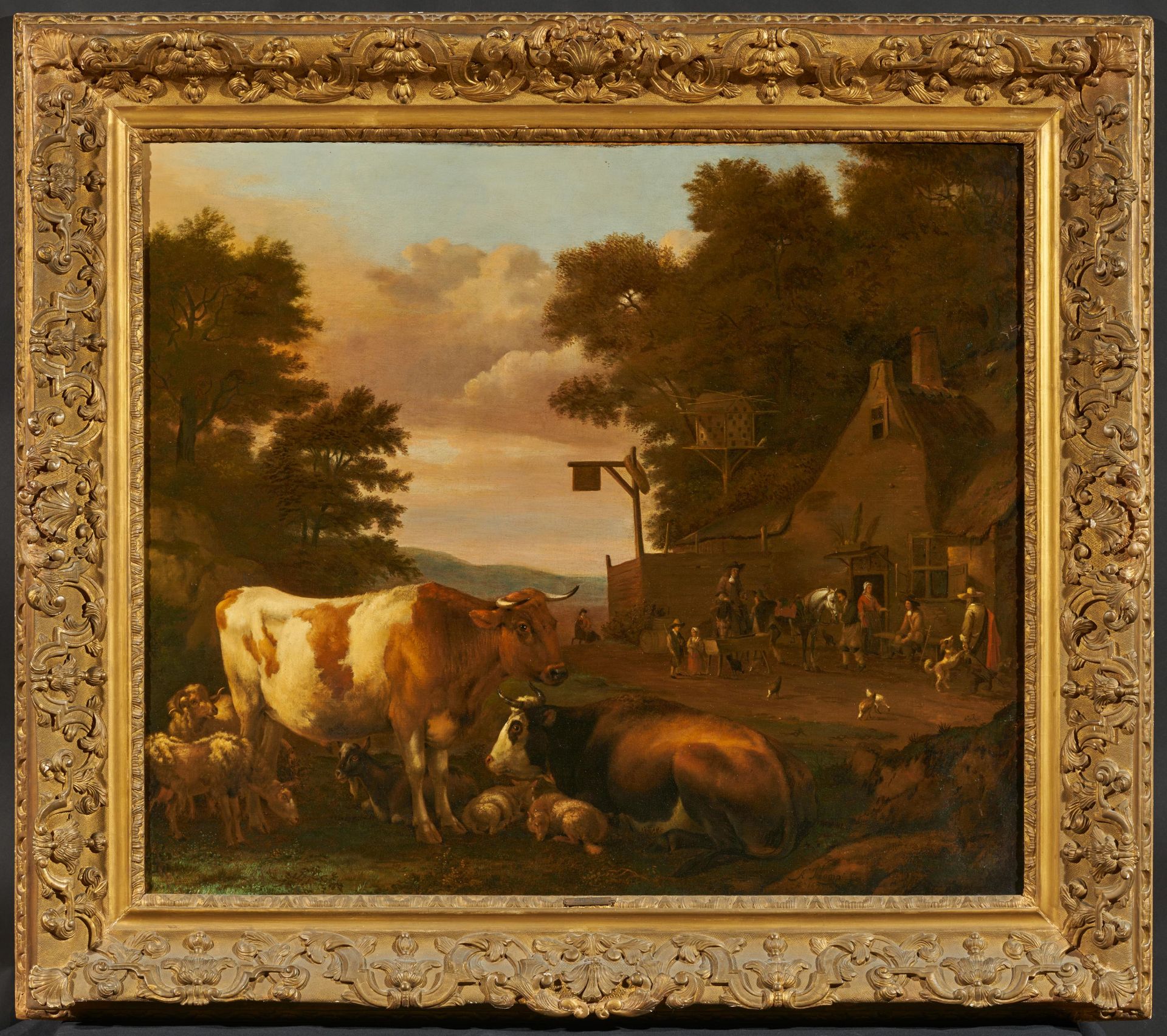 Albert Jansz. Klomp: Village Scene with Cows - Image 2 of 4