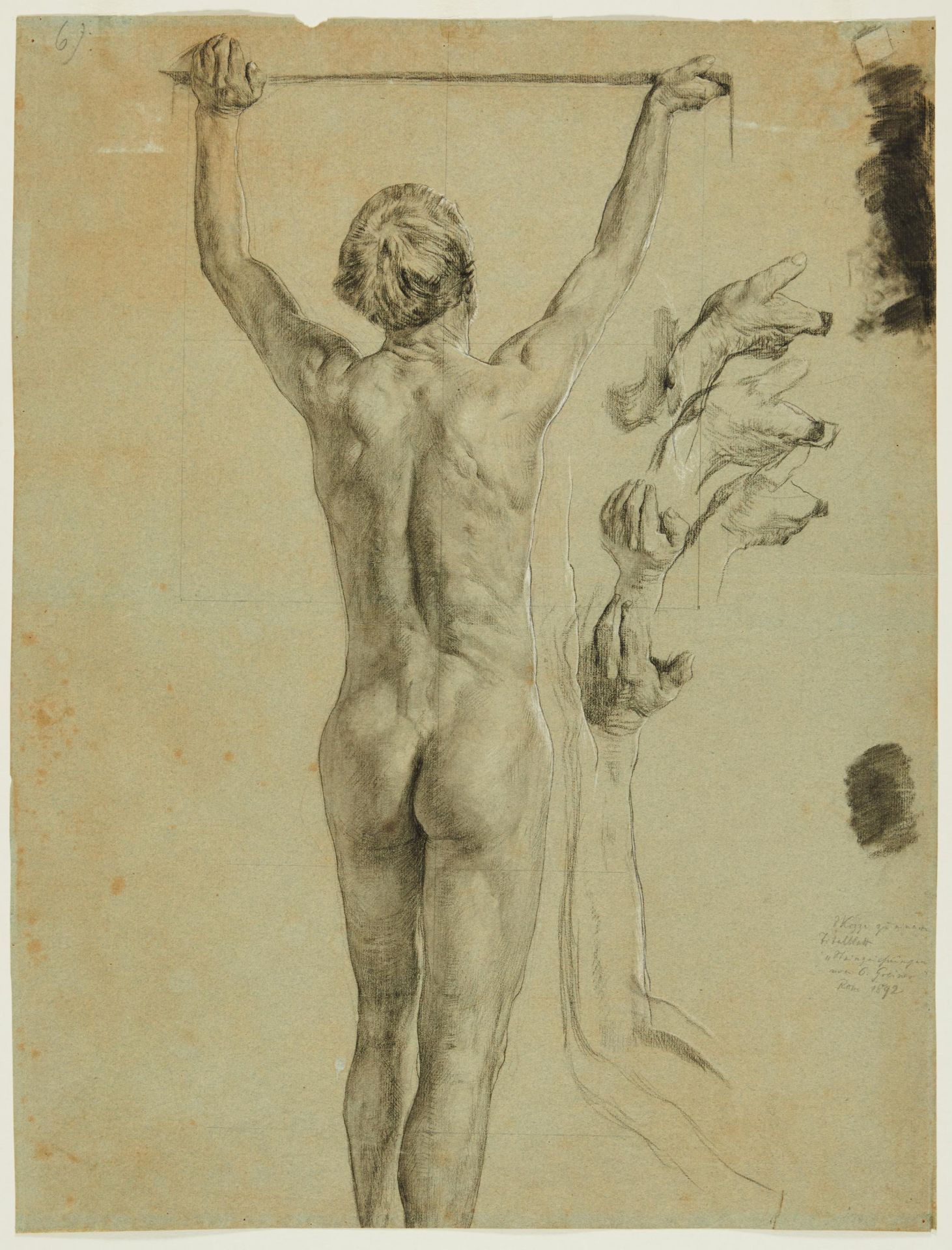 Otto Greiner: Nude Study of a Young Boy from Behind as well as Studies of a Hand - Image 2 of 3