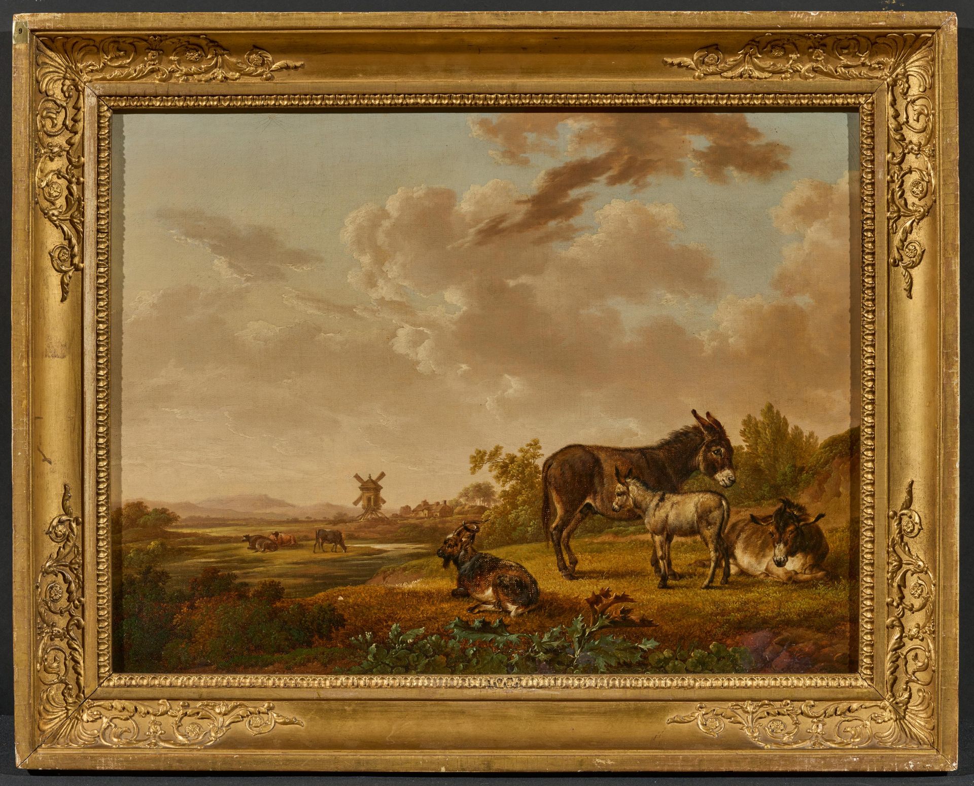 Dutch School: Pasture Landscape with Donkeys and Goats - Image 2 of 4
