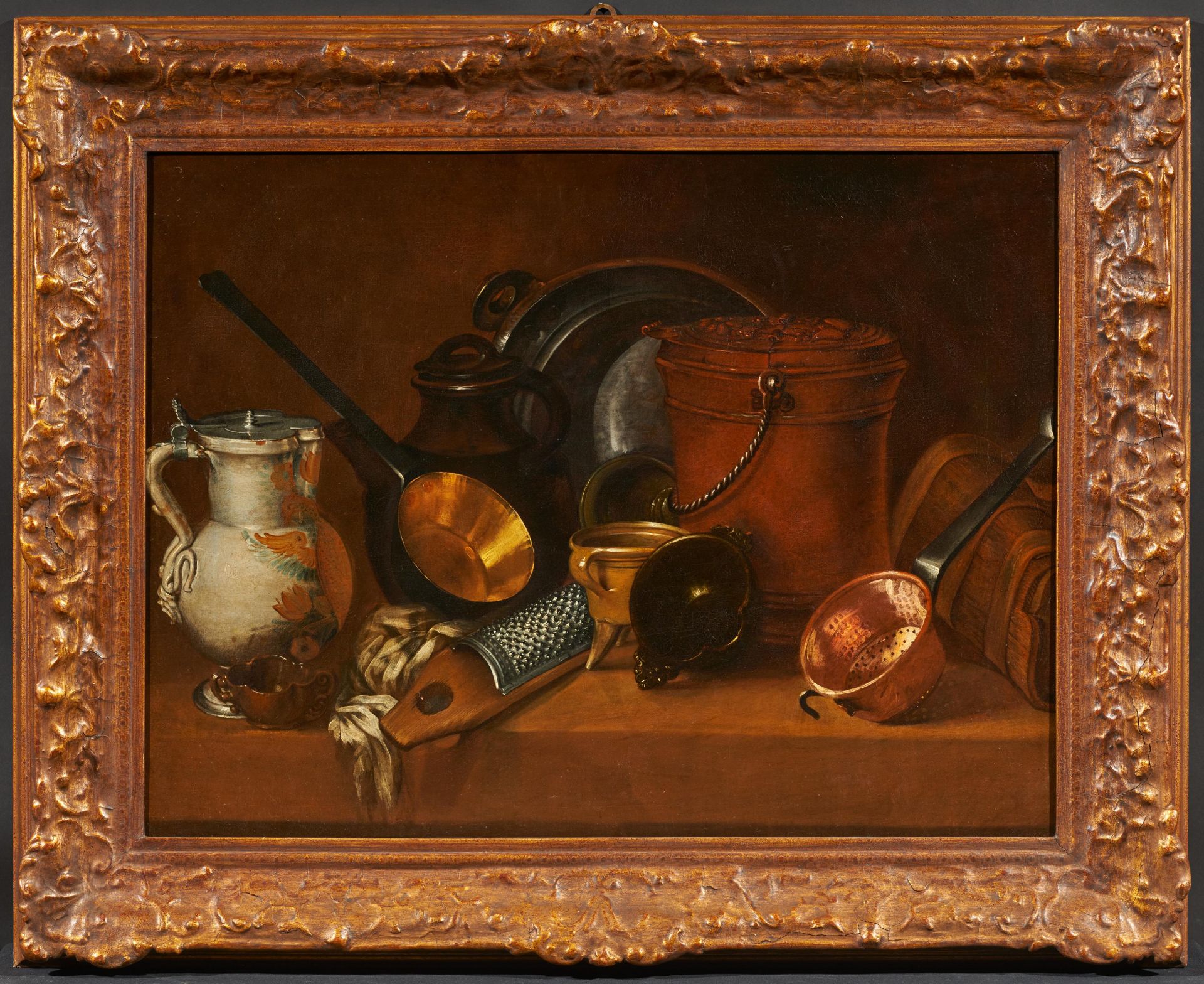 French School: Kitchen Still Life with Pots and Jugs - Image 2 of 4