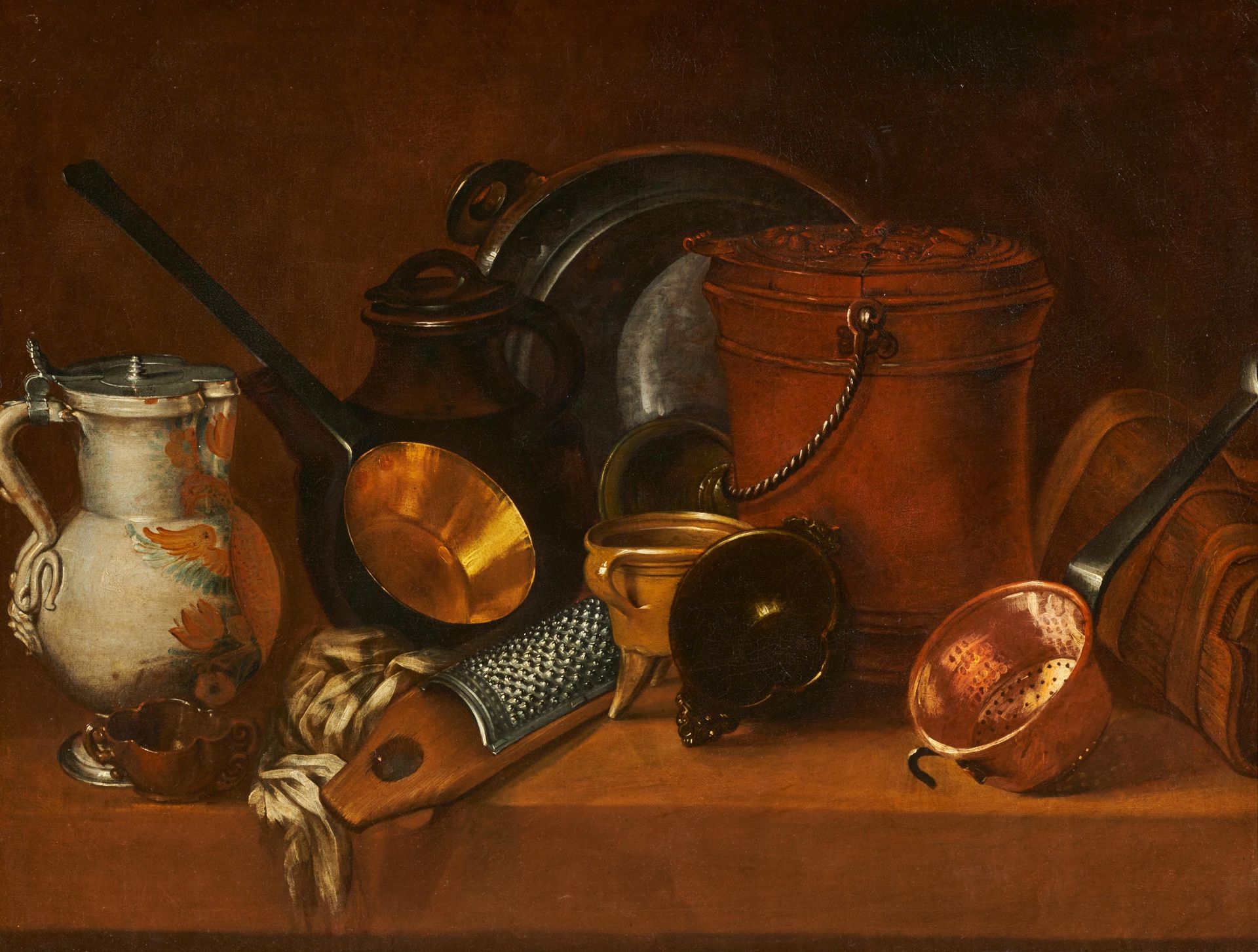 French School: Kitchen Still Life with Pots and Jugs
