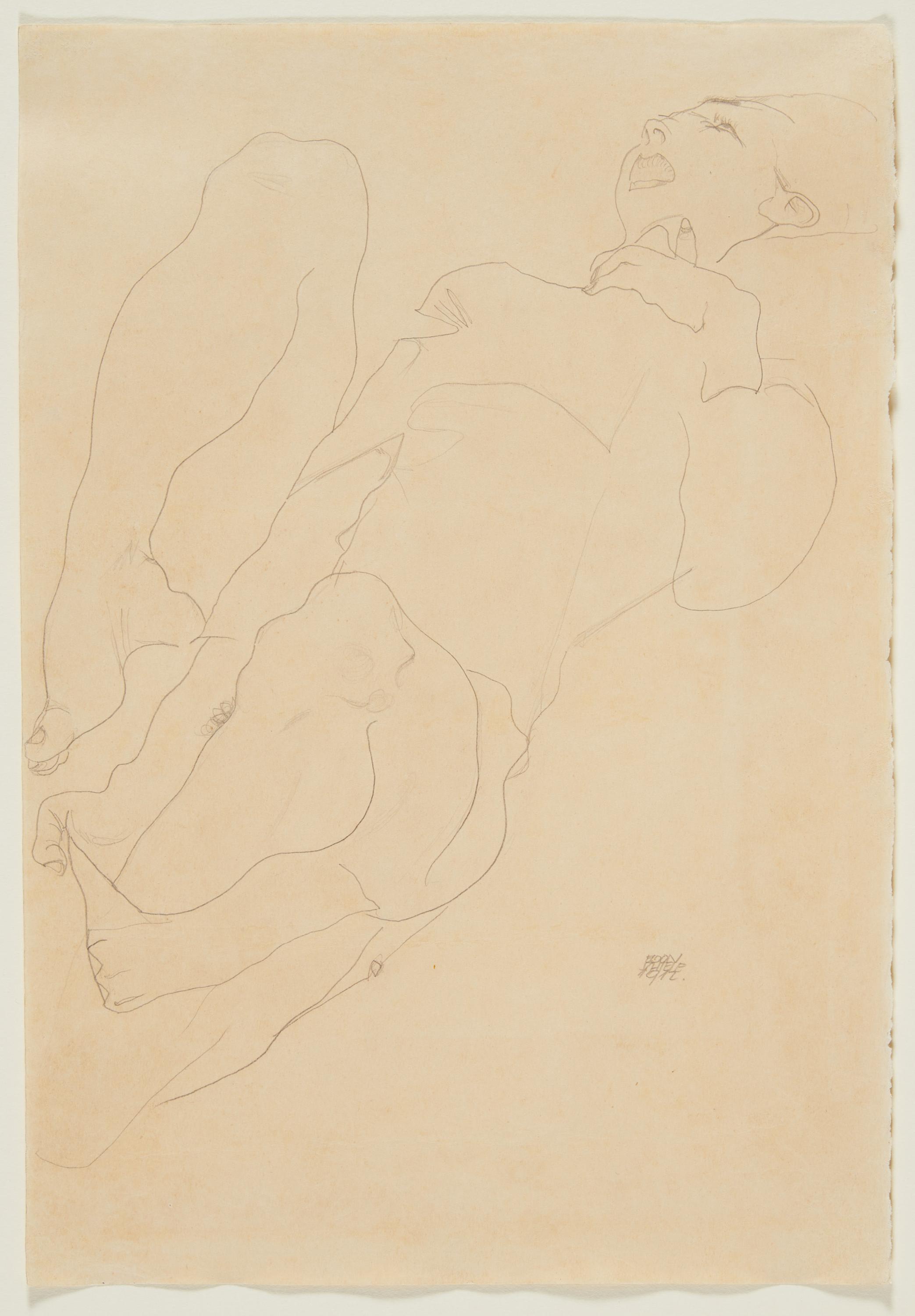 Egon Schiele: Untitled (Liegender Akt mit erhobenen Beinen) - Image 2 of 3